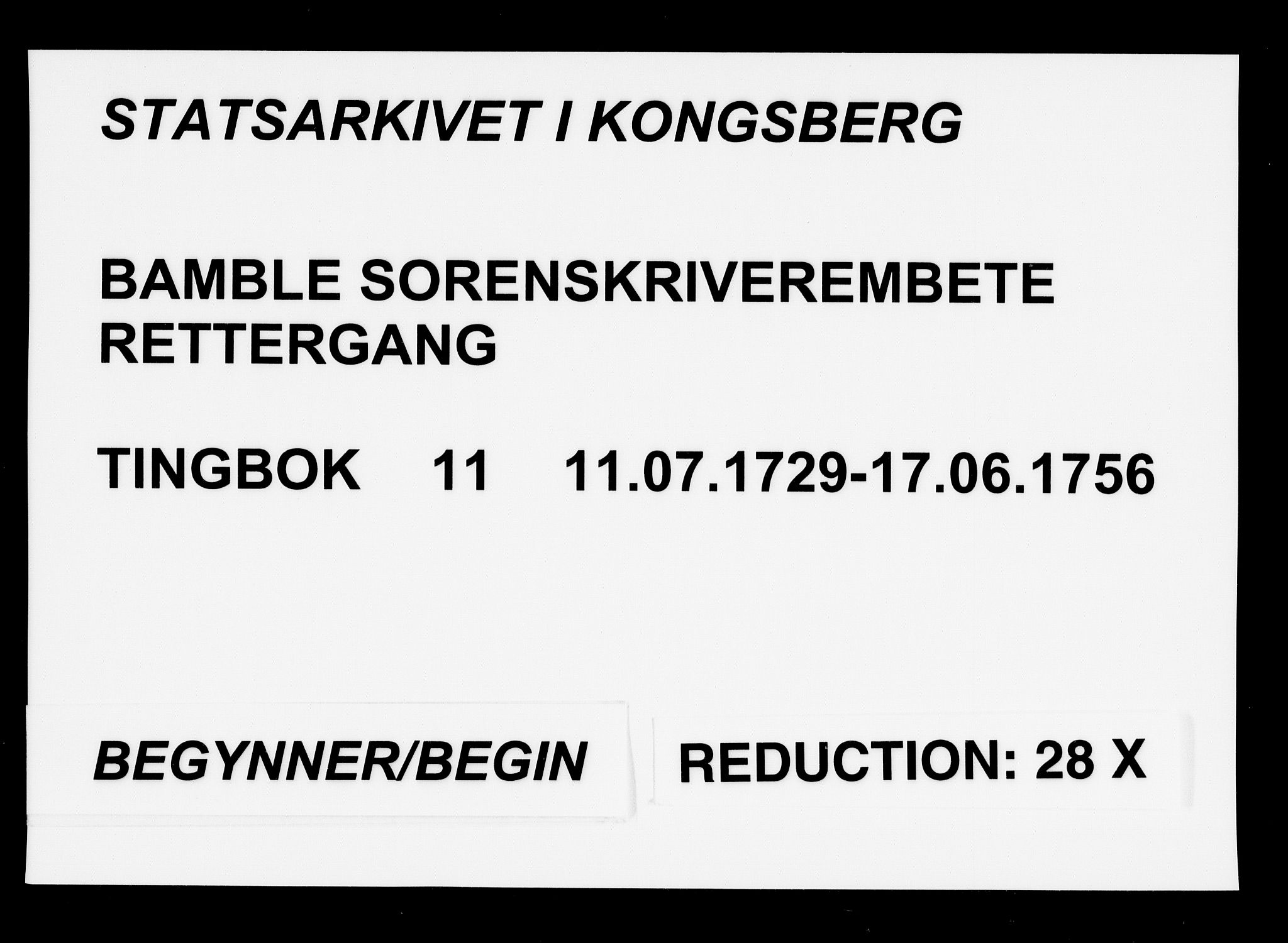 Bamble sorenskriveri, SAKO/A-214/F/Fa/Faa/L0011: Tingbok, 1729-1756