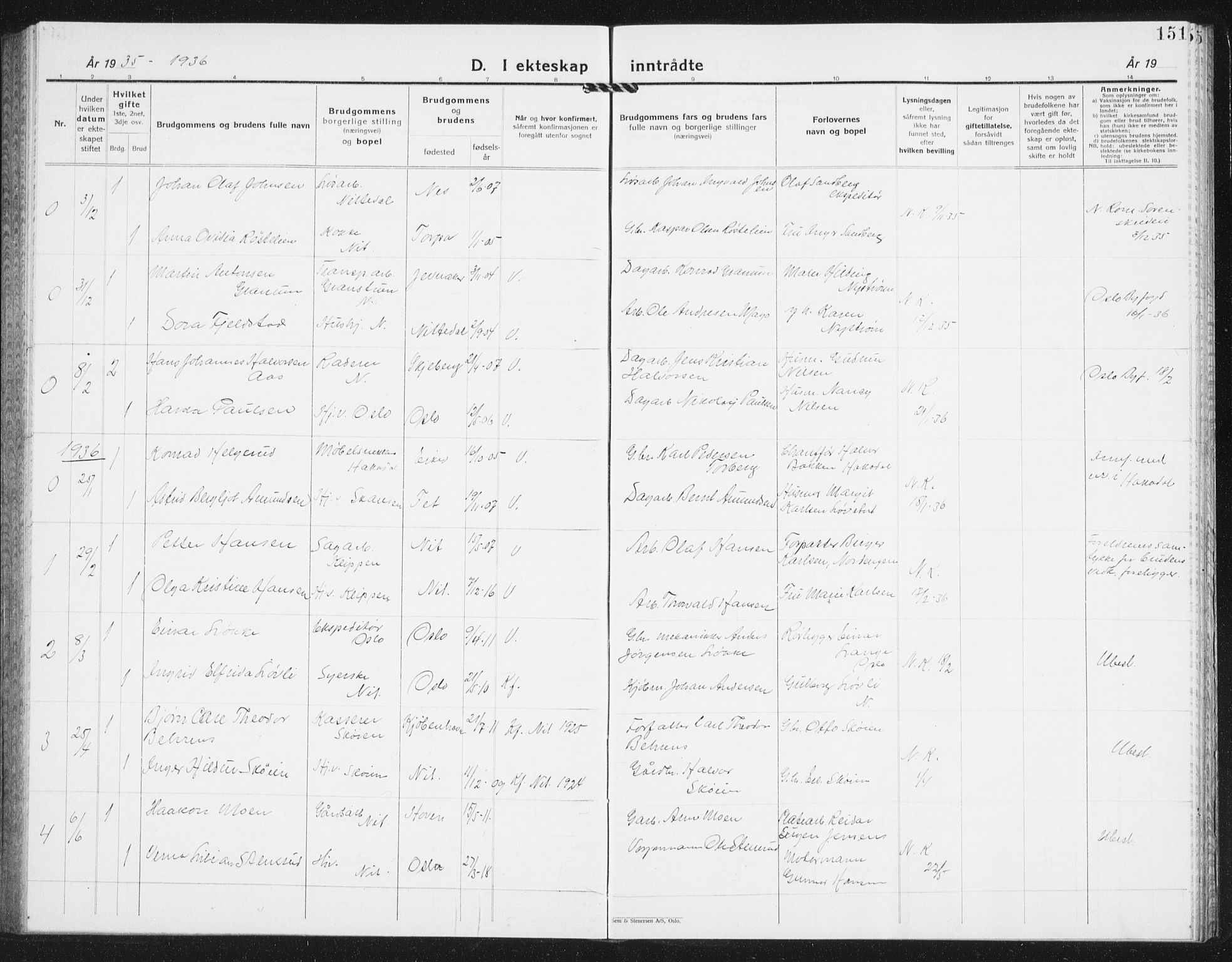 Nittedal prestekontor Kirkebøker, AV/SAO-A-10365a/G/Ga/L0004: Klokkerbok nr. I 4, 1930-1943, s. 151