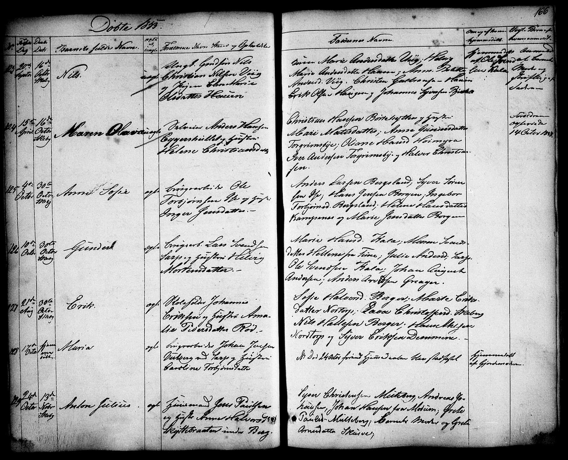 Skjeberg prestekontor Kirkebøker, SAO/A-10923/F/Fa/L0006: Ministerialbok nr. I 6, 1846-1858, s. 166