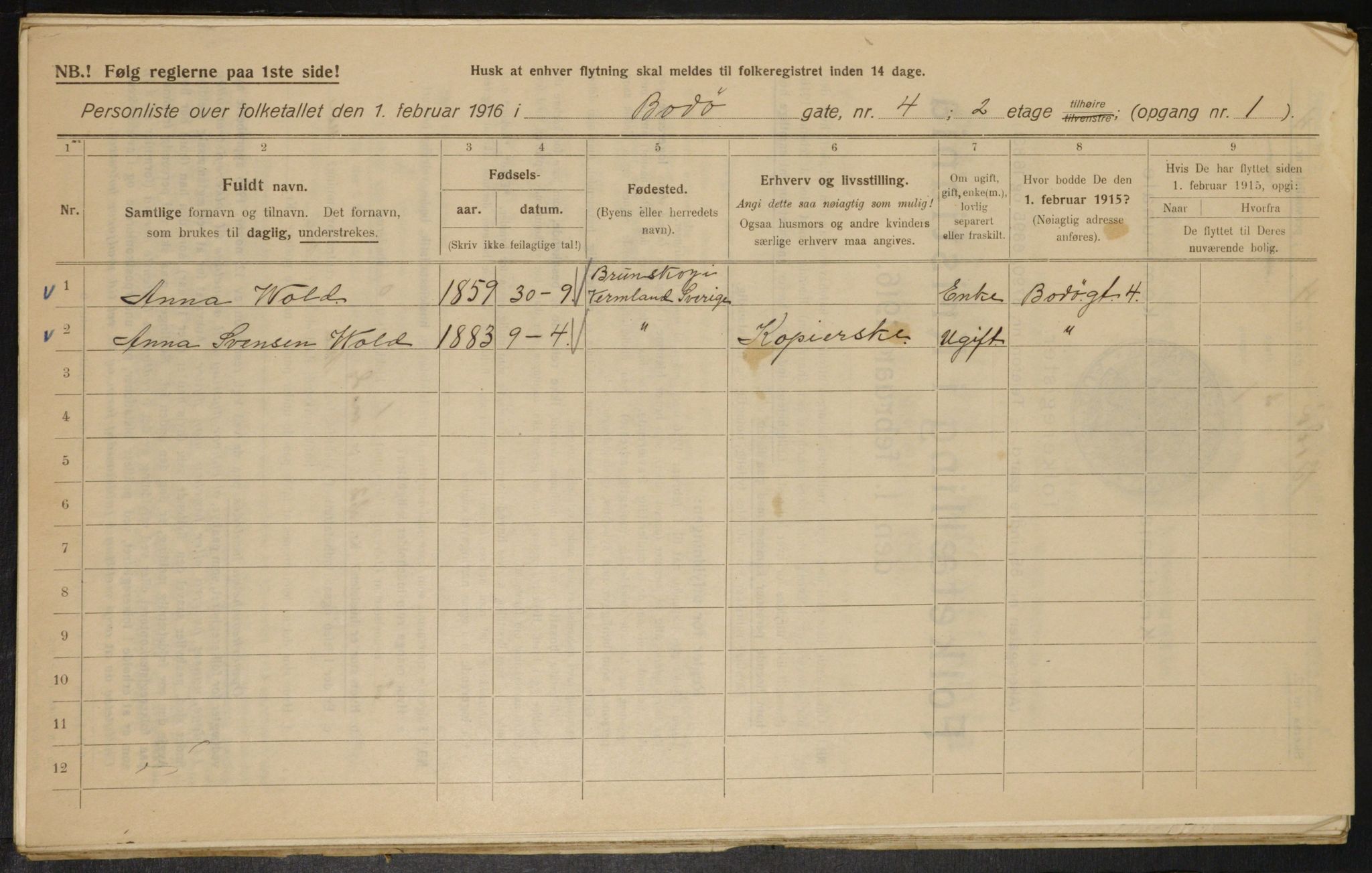 OBA, Kommunal folketelling 1.2.1916 for Kristiania, 1916, s. 6798