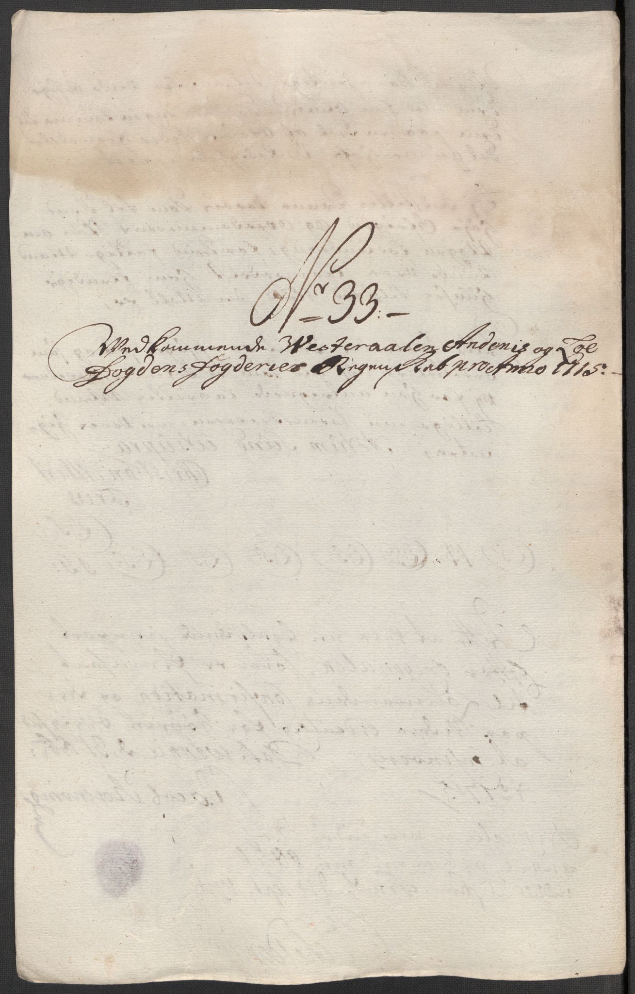 Rentekammeret inntil 1814, Reviderte regnskaper, Fogderegnskap, AV/RA-EA-4092/R67/L4681: Fogderegnskap Vesterålen, Andenes og Lofoten, 1715, s. 193