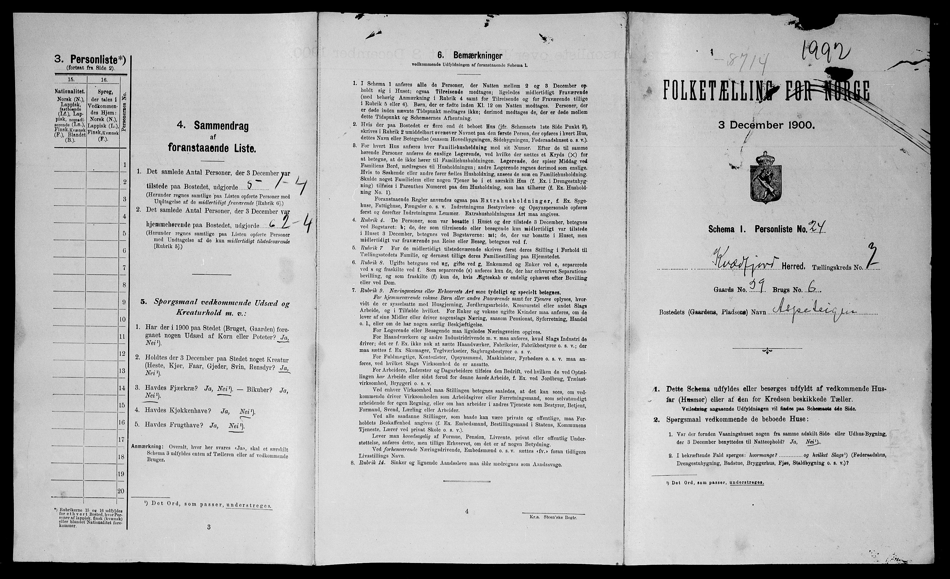 SATØ, Folketelling 1900 for 1911 Kvæfjord herred, 1900, s. 55