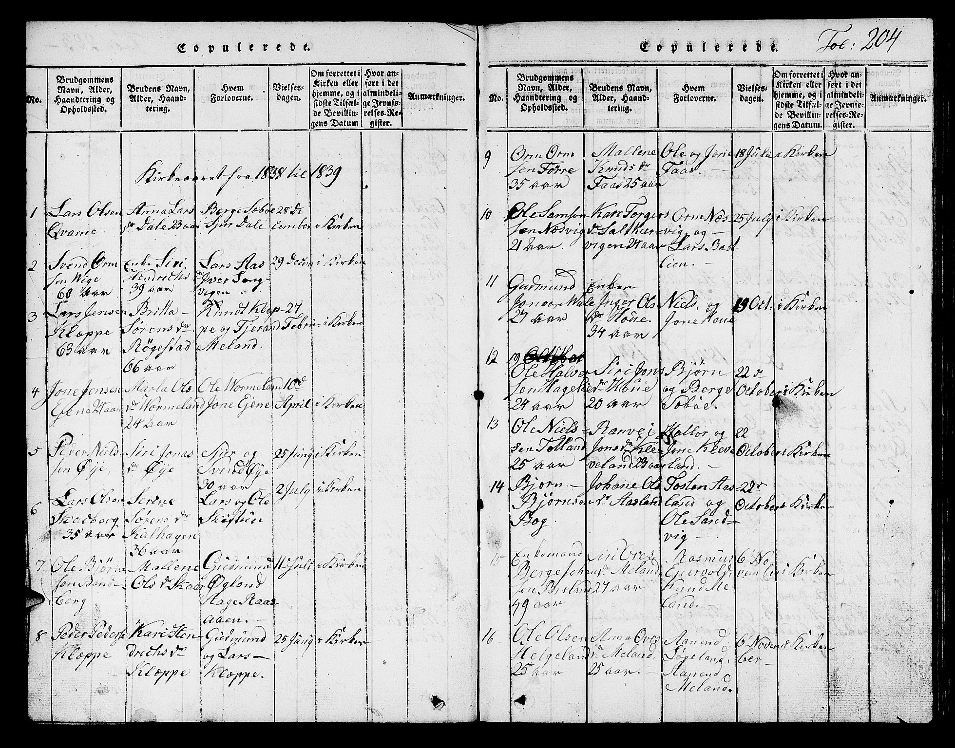 Hjelmeland sokneprestkontor, SAST/A-101843/01/V/L0001: Klokkerbok nr. B 1, 1816-1841, s. 204