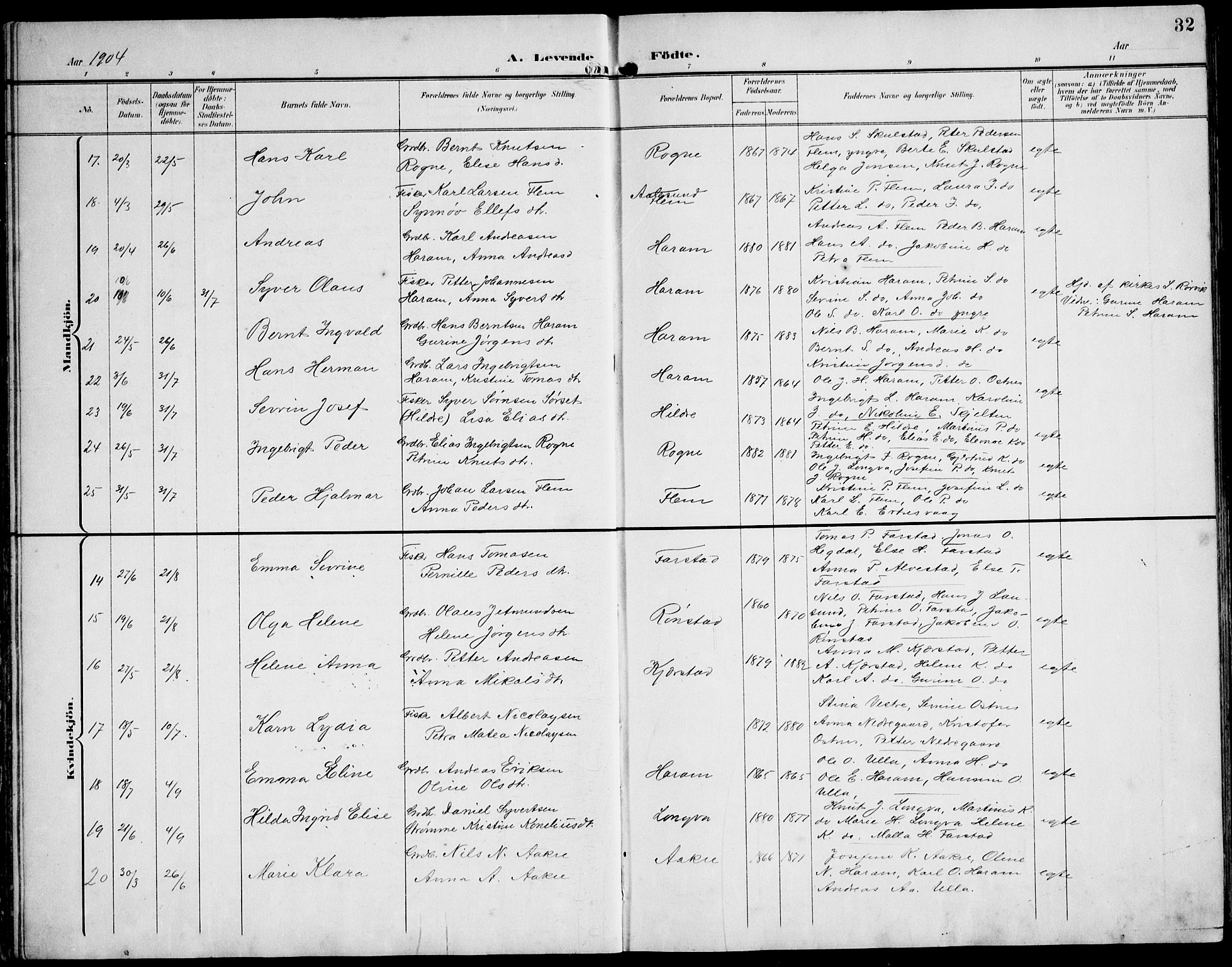 Ministerialprotokoller, klokkerbøker og fødselsregistre - Møre og Romsdal, AV/SAT-A-1454/536/L0511: Klokkerbok nr. 536C06, 1899-1944, s. 32
