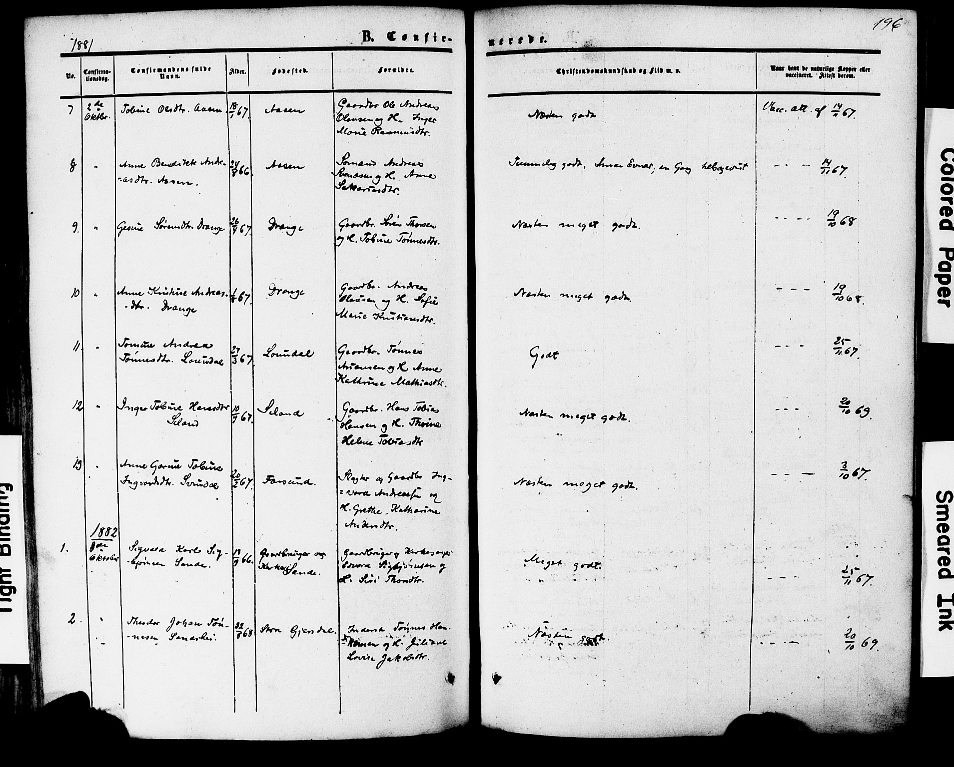 Herad sokneprestkontor, AV/SAK-1111-0018/F/Fa/Faa/L0005: Ministerialbok nr. A 5, 1853-1886, s. 196