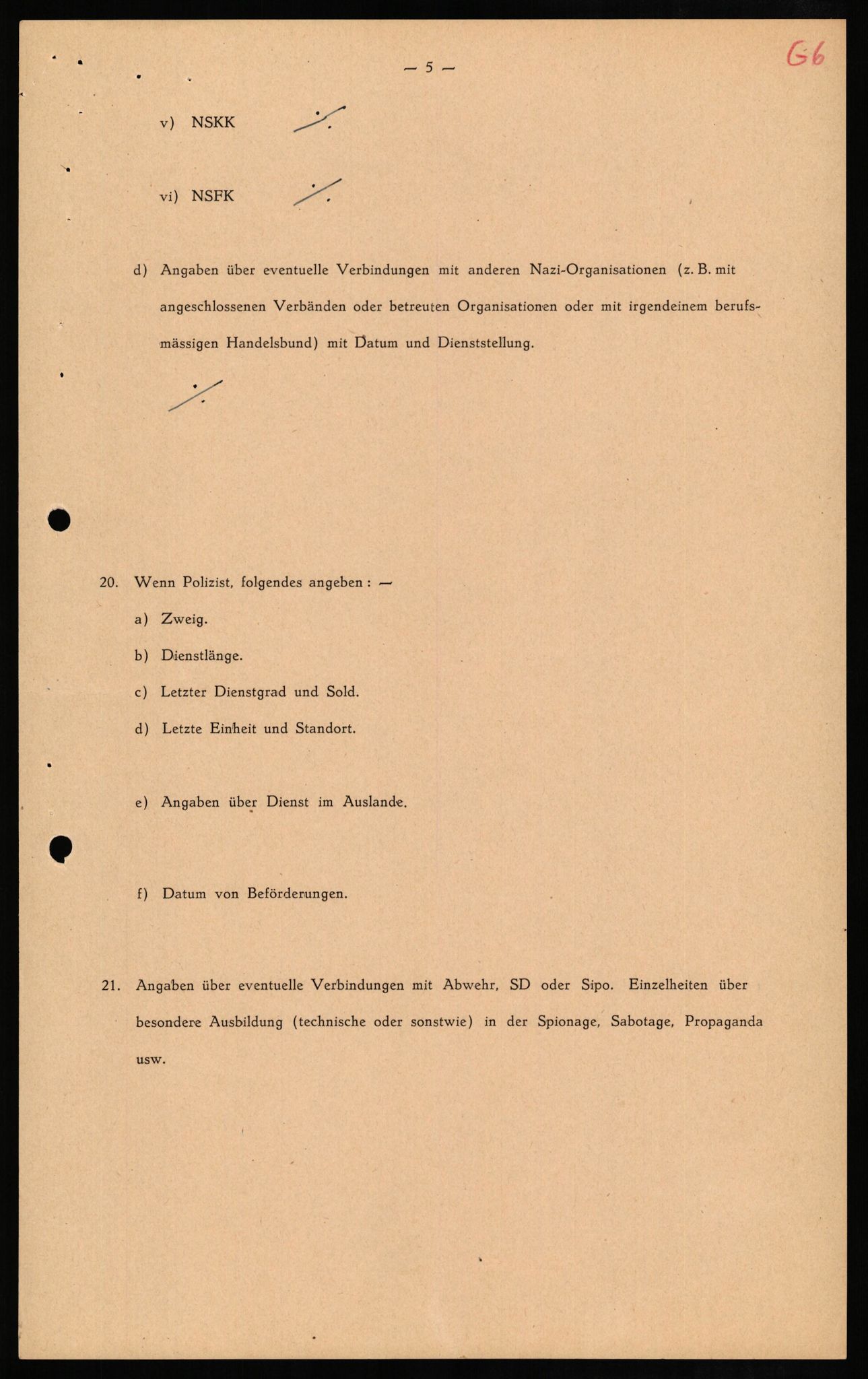 Forsvaret, Forsvarets overkommando II, AV/RA-RAFA-3915/D/Db/L0011: CI Questionaires. Tyske okkupasjonsstyrker i Norge. Tyskere., 1945-1946, s. 19