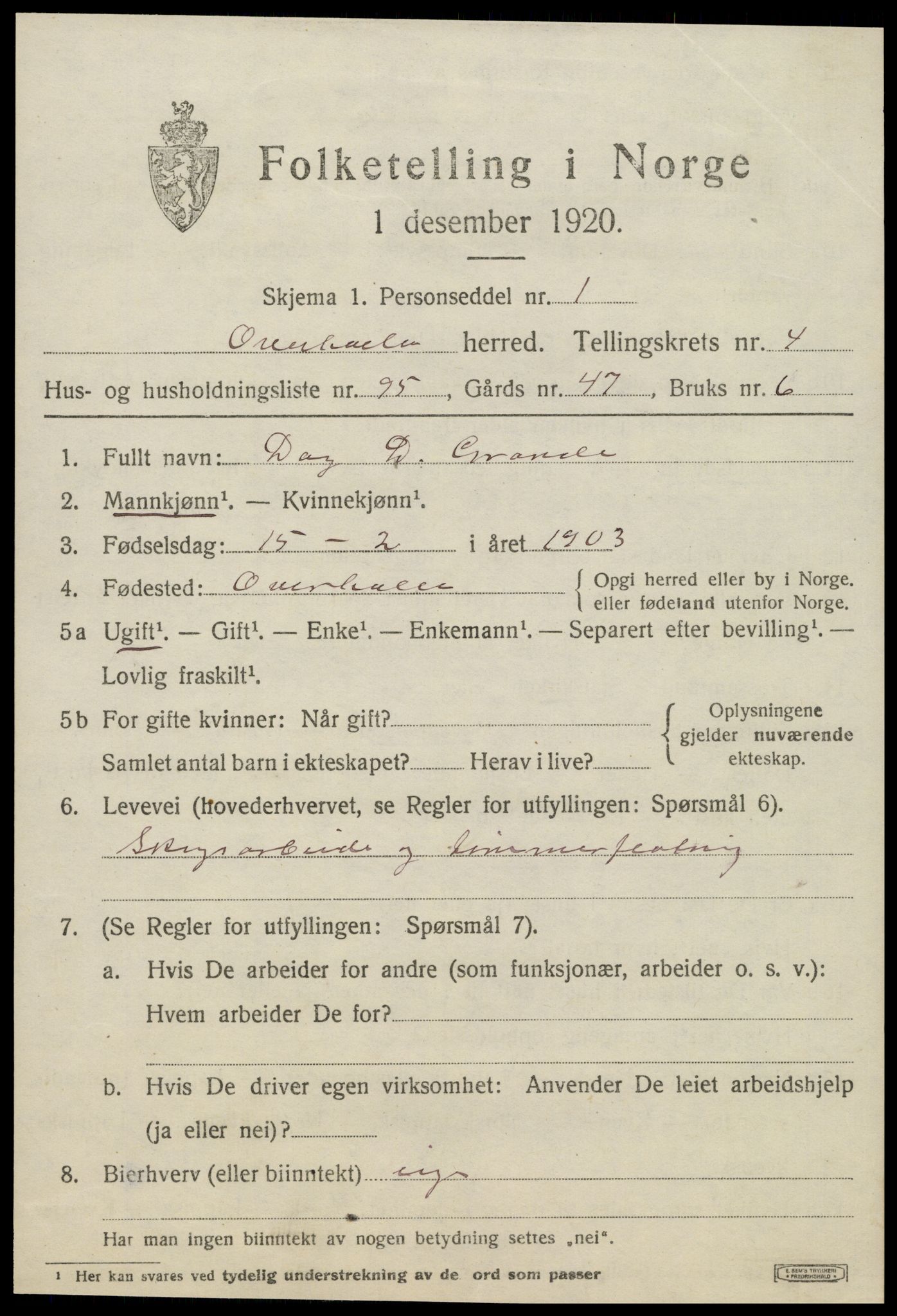 SAT, Folketelling 1920 for 1744 Overhalla herred, 1920, s. 3704