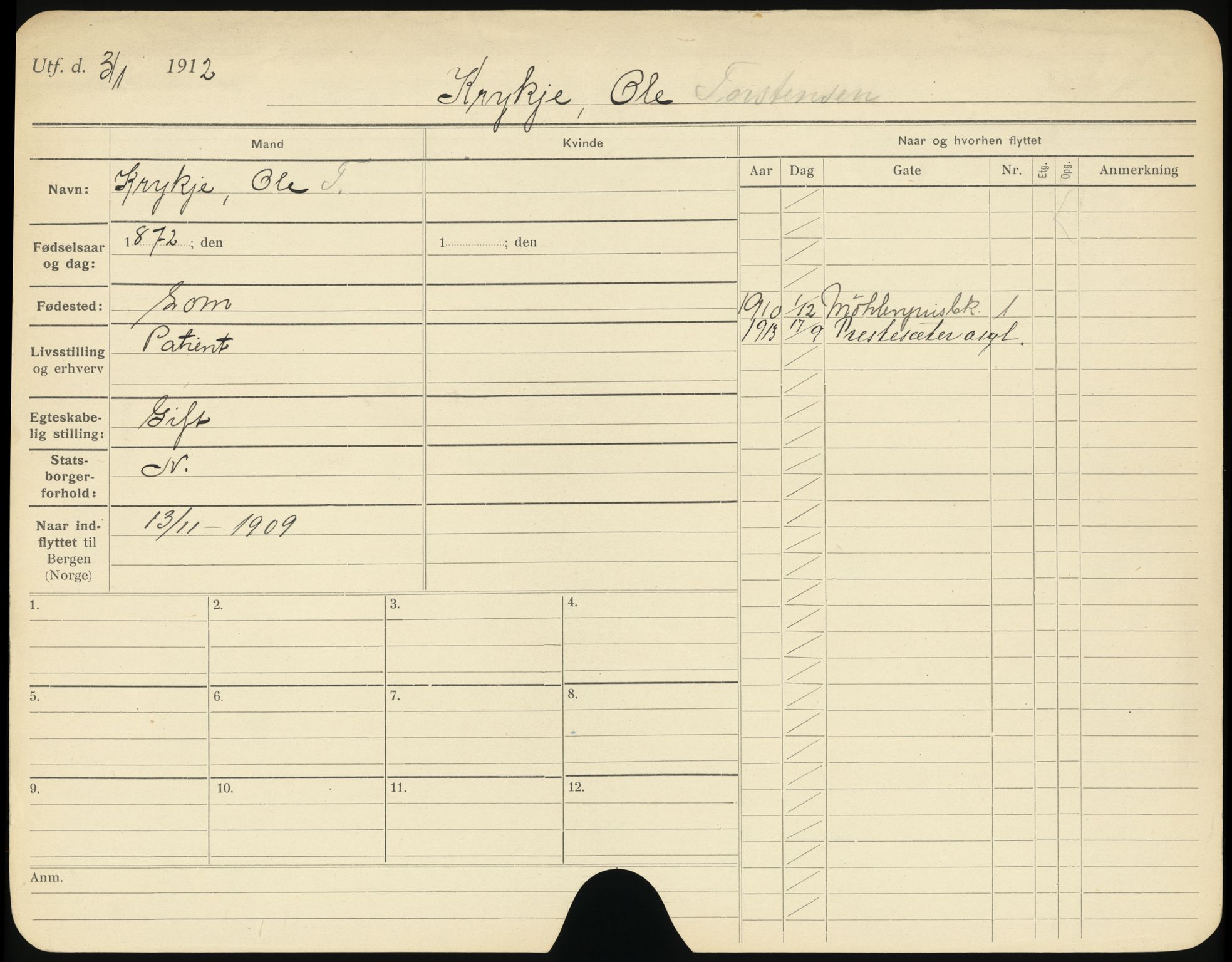 Bergen folkeregister, AV/SAB-A-17201/I/Ia/L0018: Utflyttet 1912 - 1920, Kruse - Larsen, M., 1912-1920