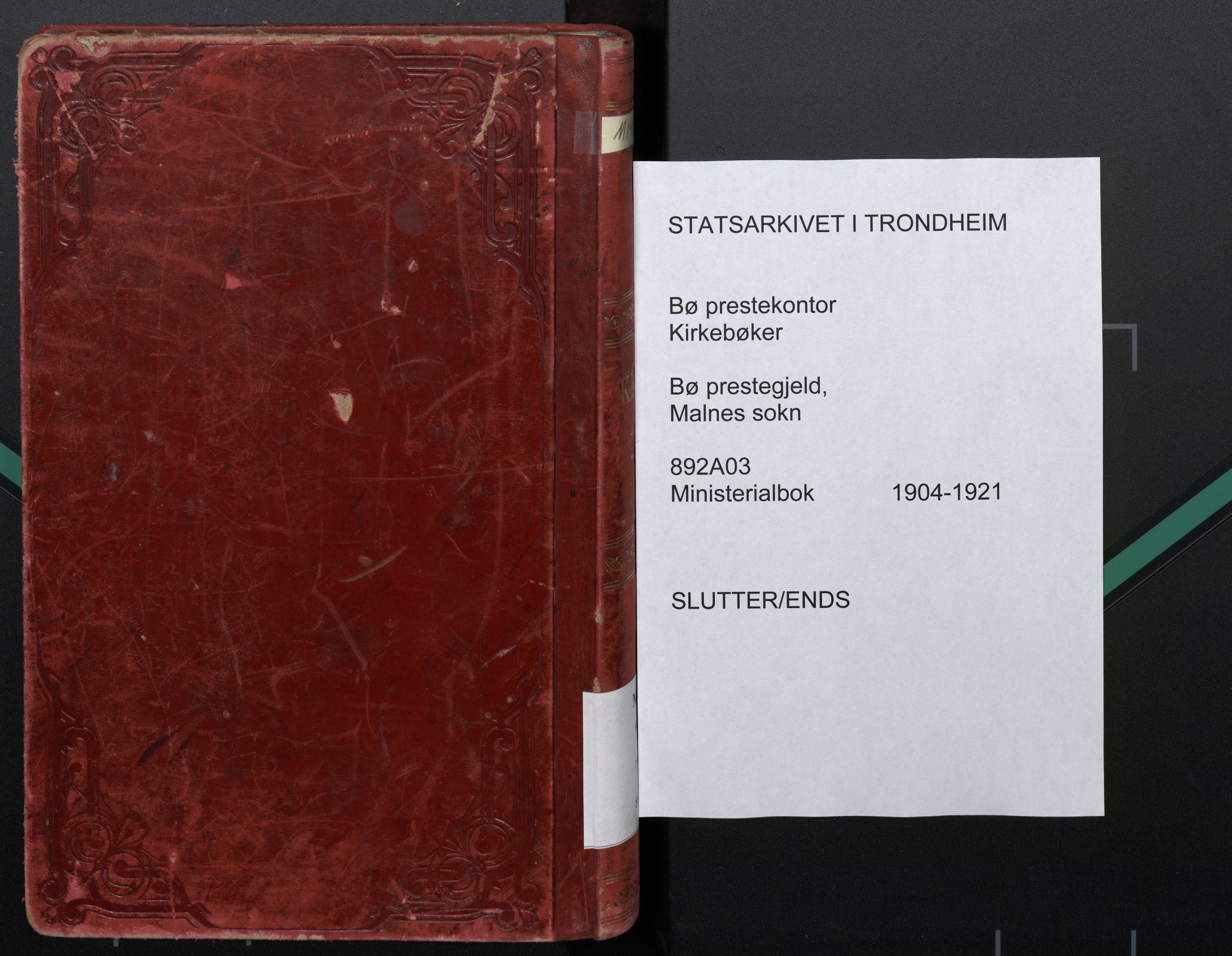 Ministerialprotokoller, klokkerbøker og fødselsregistre - Nordland, AV/SAT-A-1459/892/L1322: Ministerialbok nr. 892A03, 1904-1921