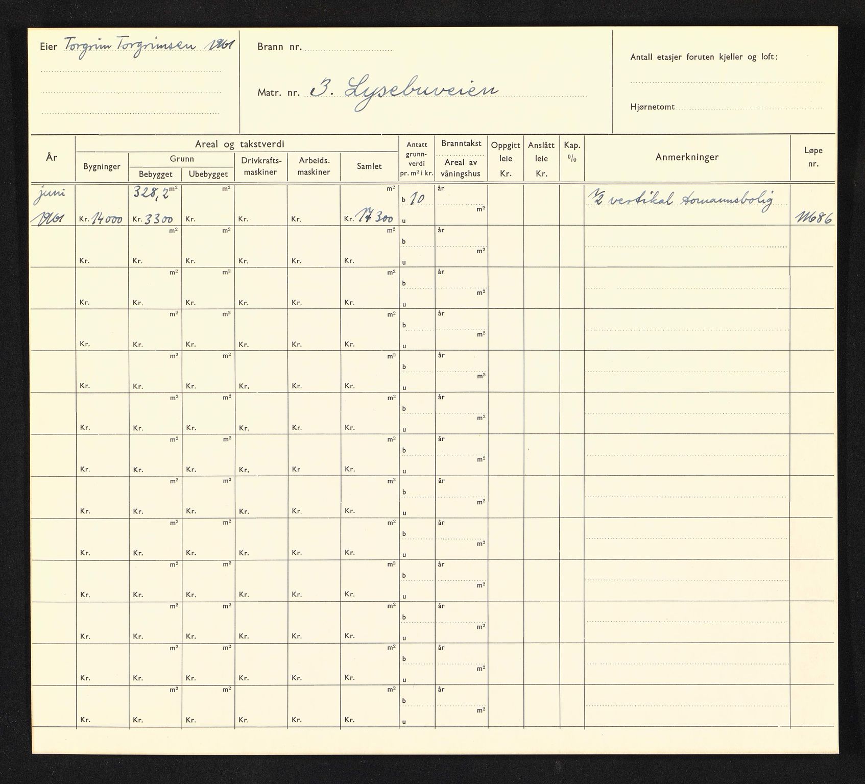 Stavanger kommune. Skattetakstvesenet, BYST/A-0440/F/Fa/Faa/L0029/0002: Skattetakstkort / Lysebuveien 1 - Lysefjordgata 31