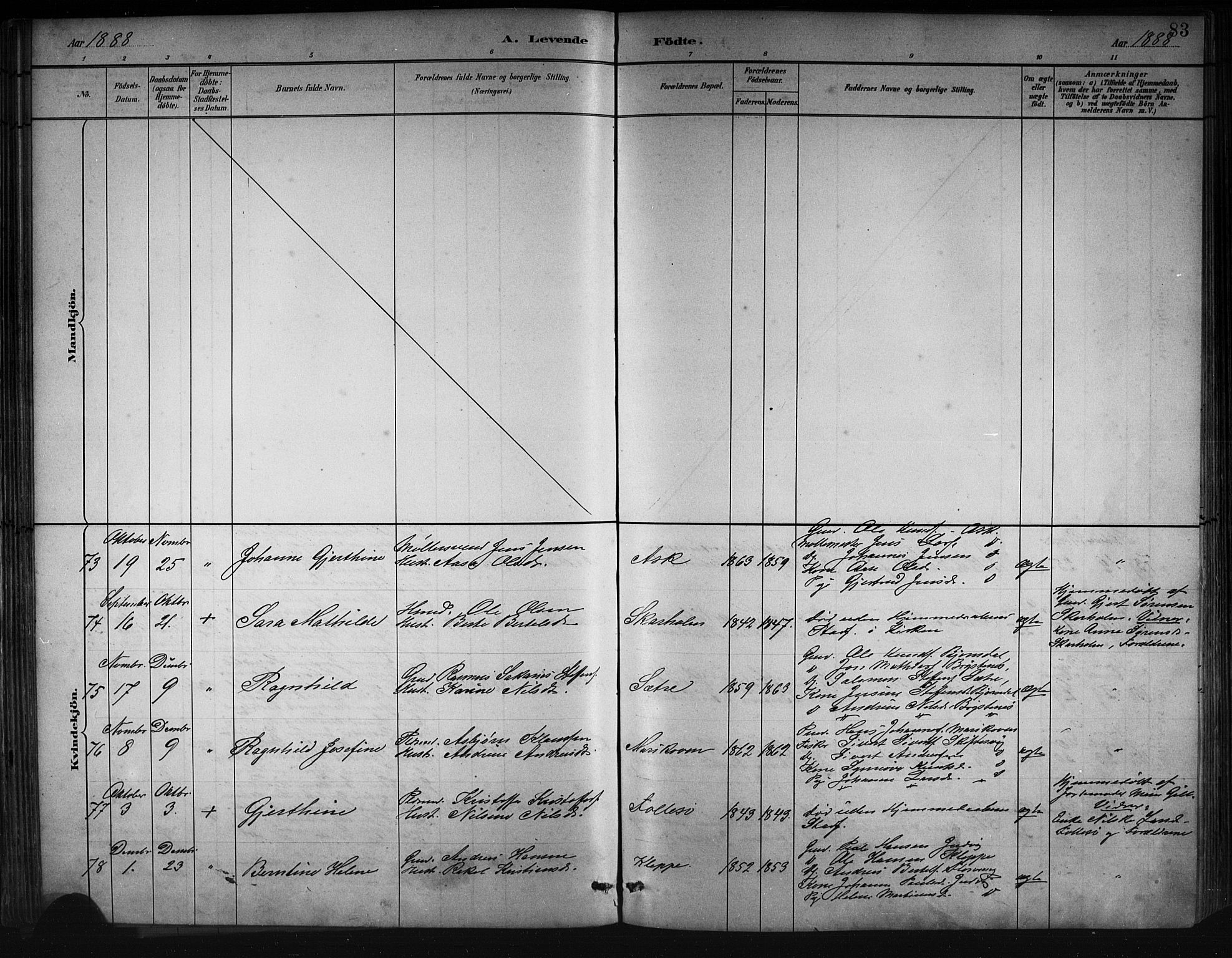 Askøy Sokneprestembete, AV/SAB-A-74101/H/Ha/Hab/Haba/L0008: Klokkerbok nr. A 8, 1882-1893, s. 83