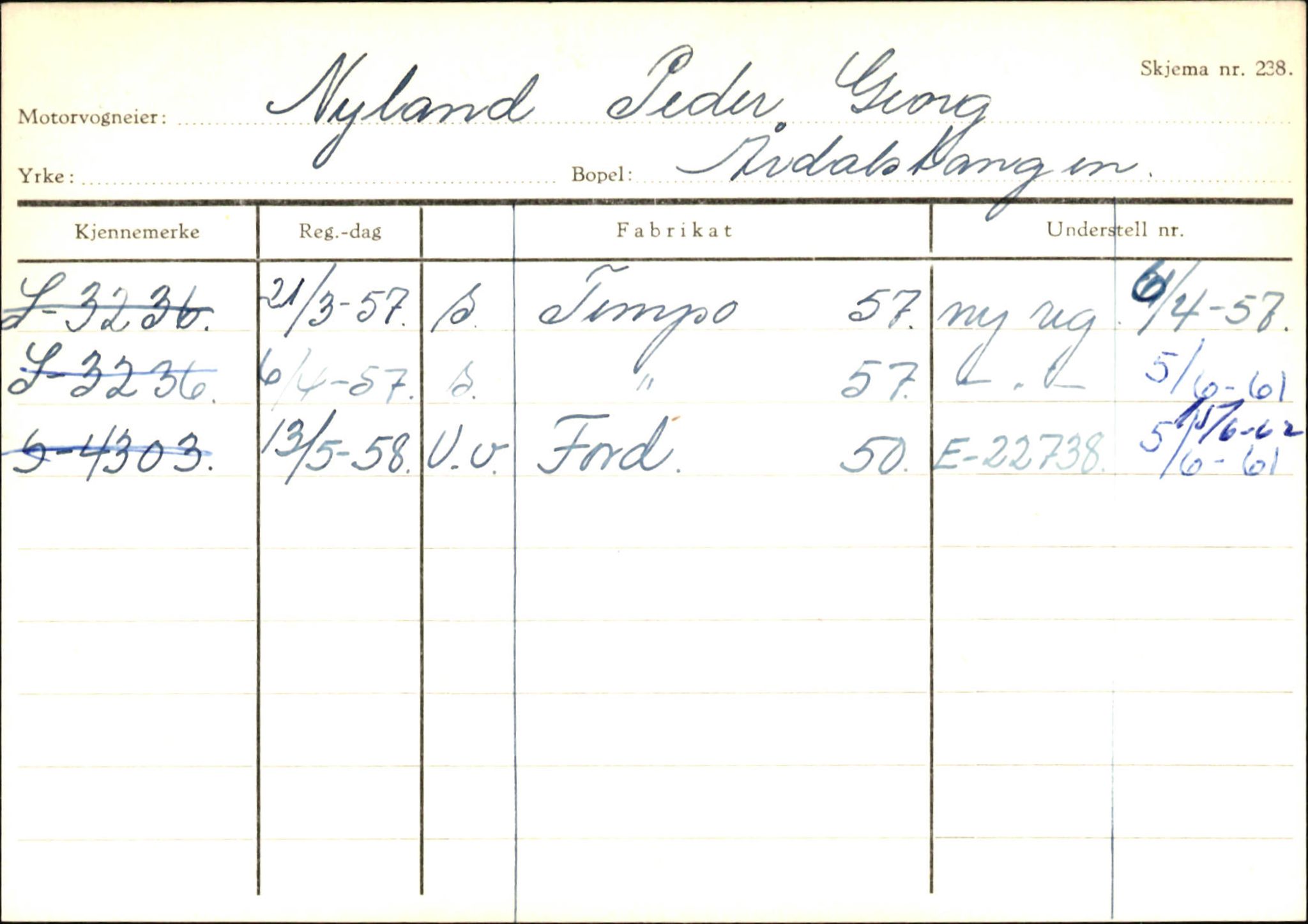 Statens vegvesen, Sogn og Fjordane vegkontor, SAB/A-5301/4/F/L0145: Registerkort Vågsøy S-Å. Årdal I-P, 1945-1975, s. 2203