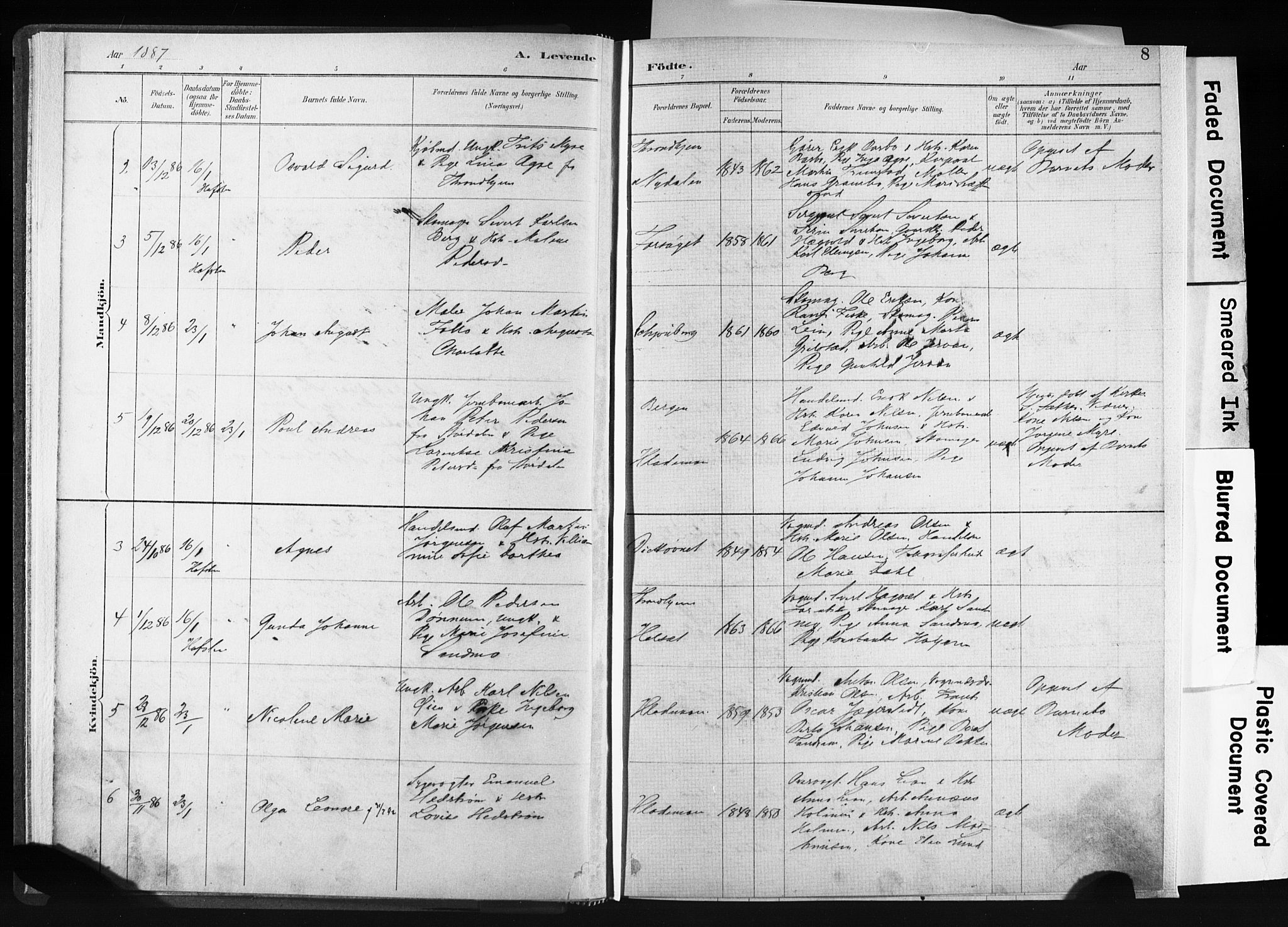 Ministerialprotokoller, klokkerbøker og fødselsregistre - Sør-Trøndelag, AV/SAT-A-1456/606/L0300: Ministerialbok nr. 606A15, 1886-1893, s. 8
