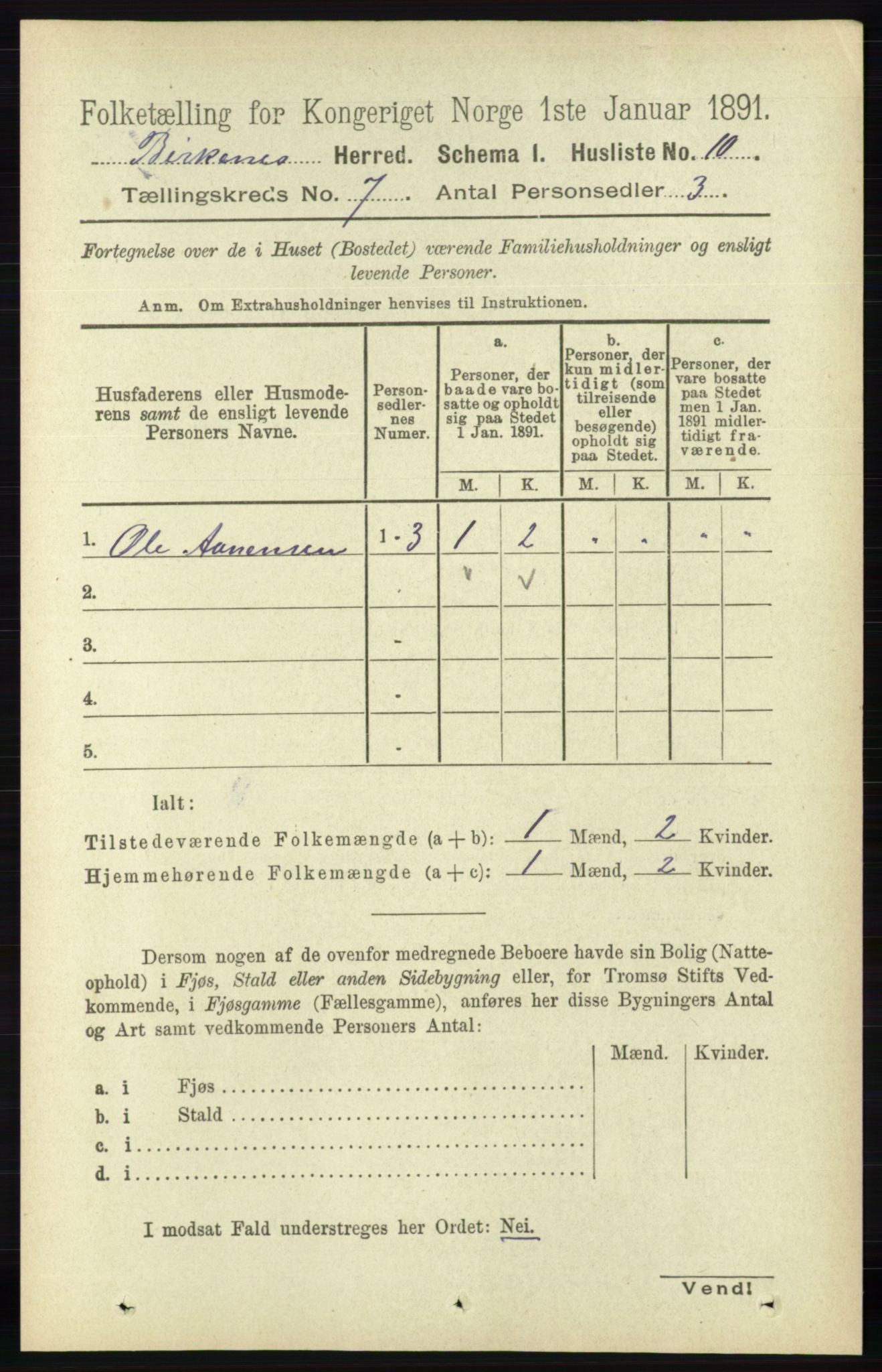 RA, Folketelling 1891 for 0928 Birkenes herred, 1891, s. 1951