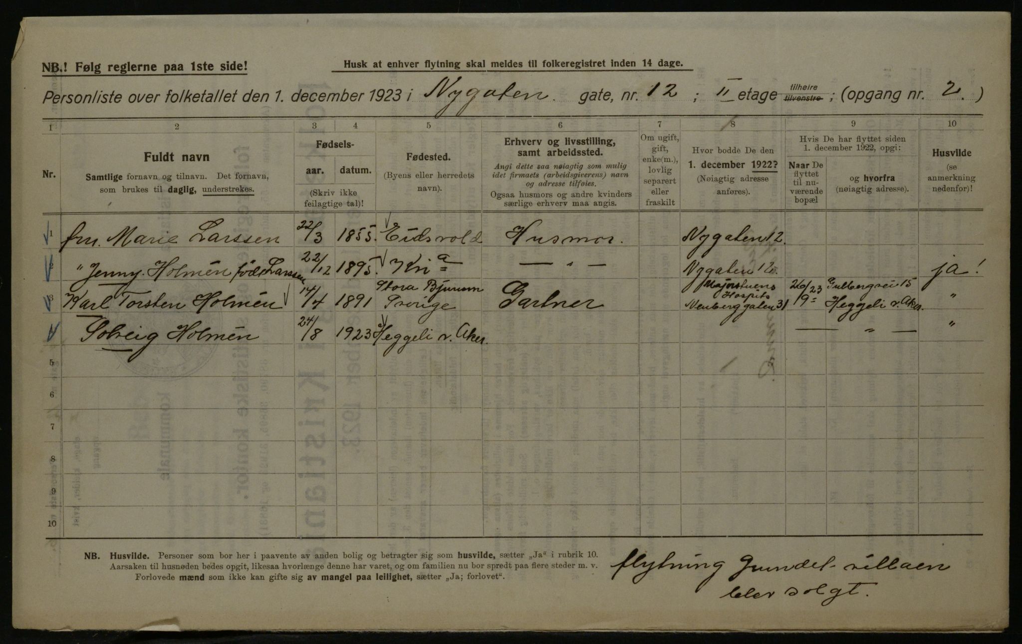 OBA, Kommunal folketelling 1.12.1923 for Kristiania, 1923, s. 81292