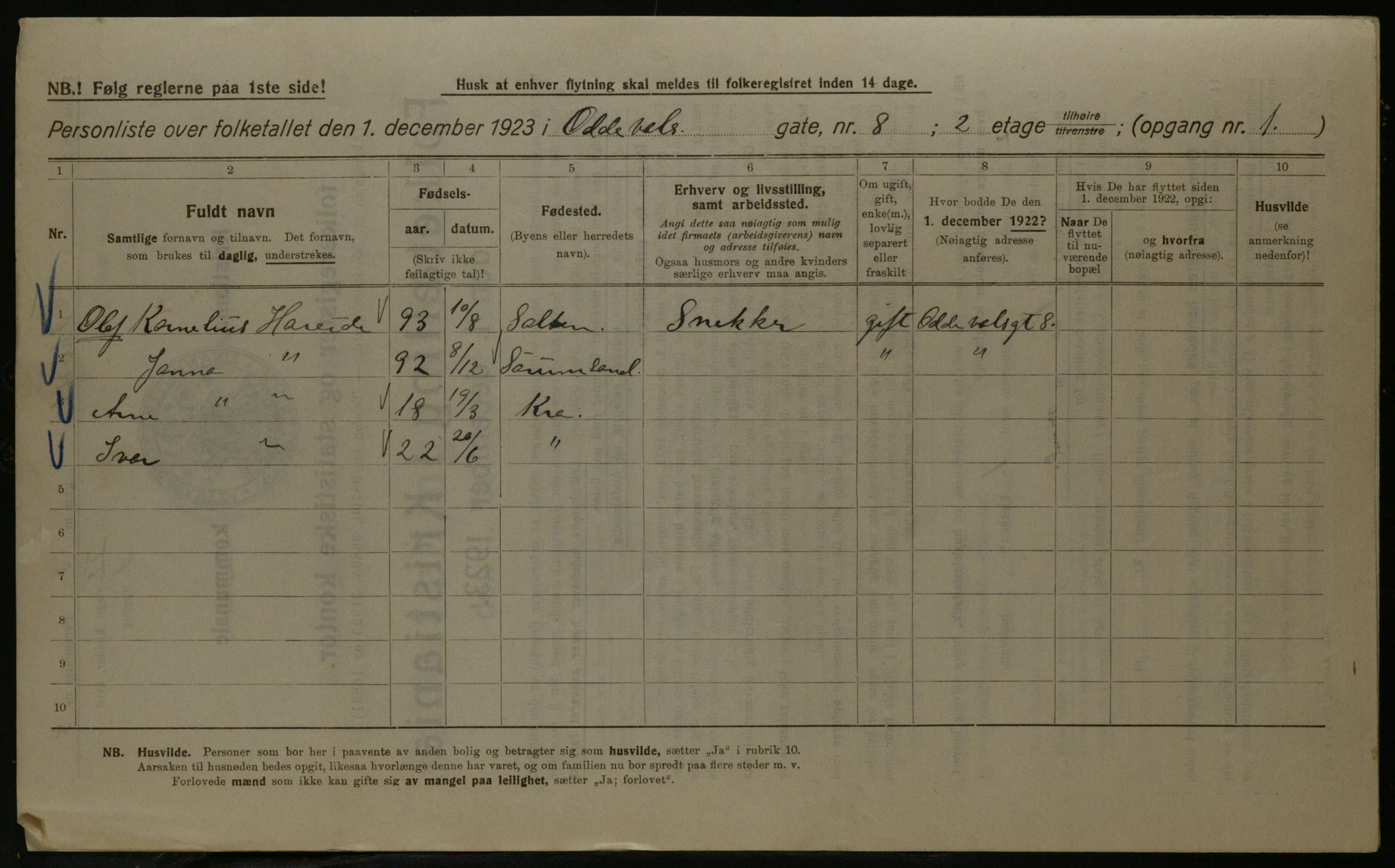 OBA, Kommunal folketelling 1.12.1923 for Kristiania, 1923, s. 81754