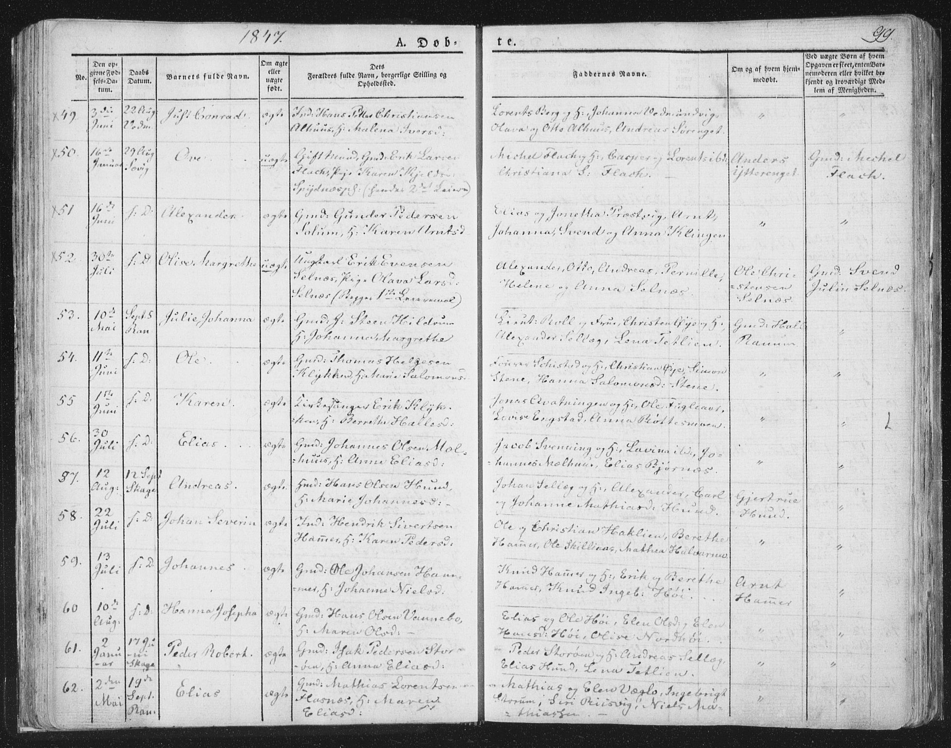 Ministerialprotokoller, klokkerbøker og fødselsregistre - Nord-Trøndelag, SAT/A-1458/764/L0551: Ministerialbok nr. 764A07a, 1824-1864, s. 99