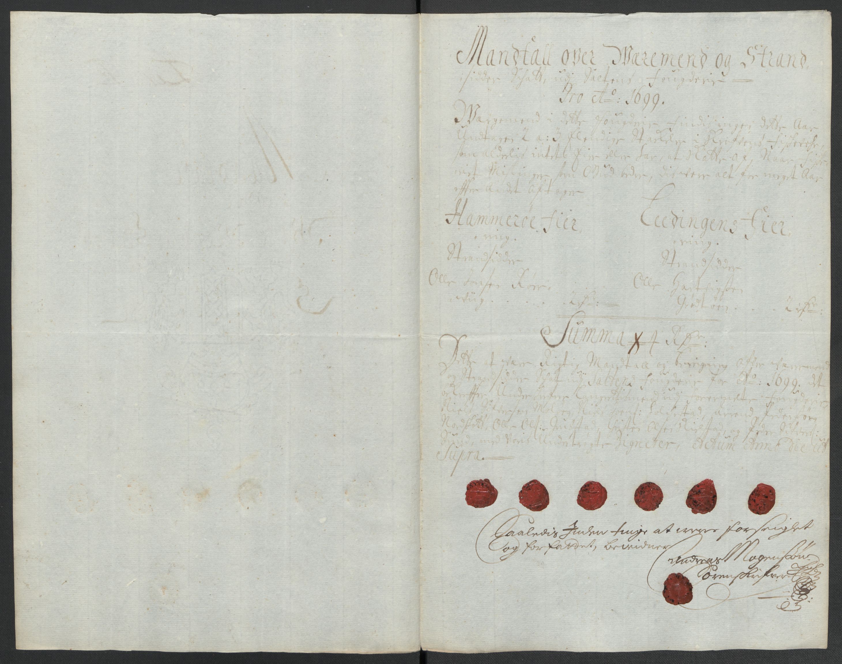 Rentekammeret inntil 1814, Reviderte regnskaper, Fogderegnskap, RA/EA-4092/R66/L4579: Fogderegnskap Salten, 1697-1700, s. 275