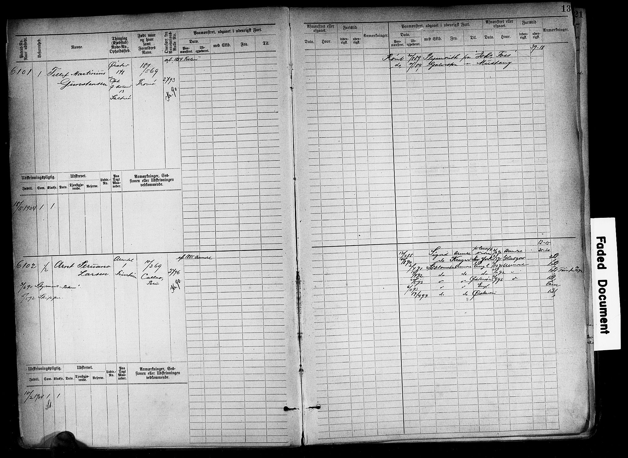 Arendal mønstringskrets, AV/SAK-2031-0012/F/Fb/L0018: Hovedrulle A nr 6077-6849, S-16, 1892-1894, s. 14