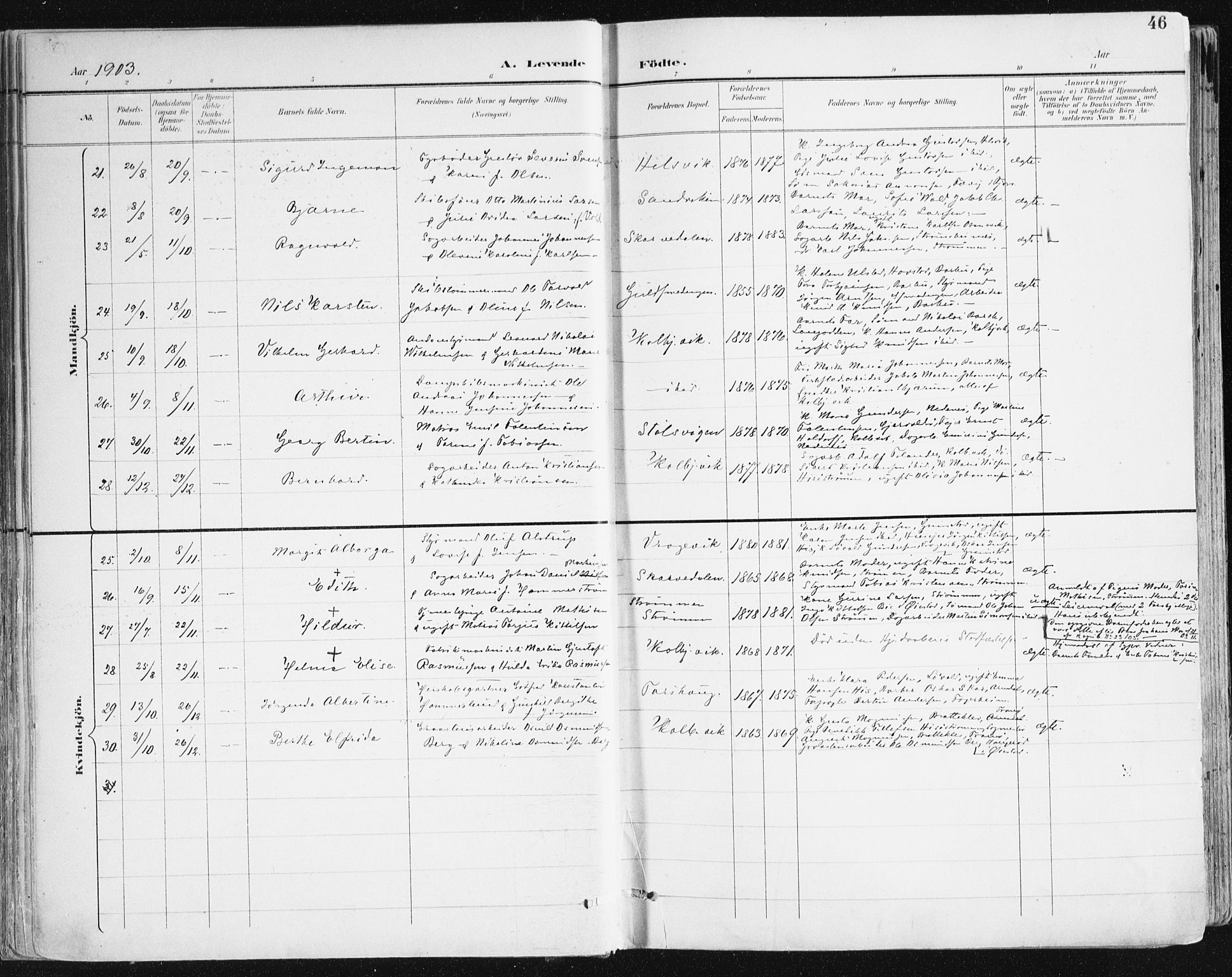 Hisøy sokneprestkontor, AV/SAK-1111-0020/F/Fa/L0004: Ministerialbok nr. A 4, 1895-1917, s. 46