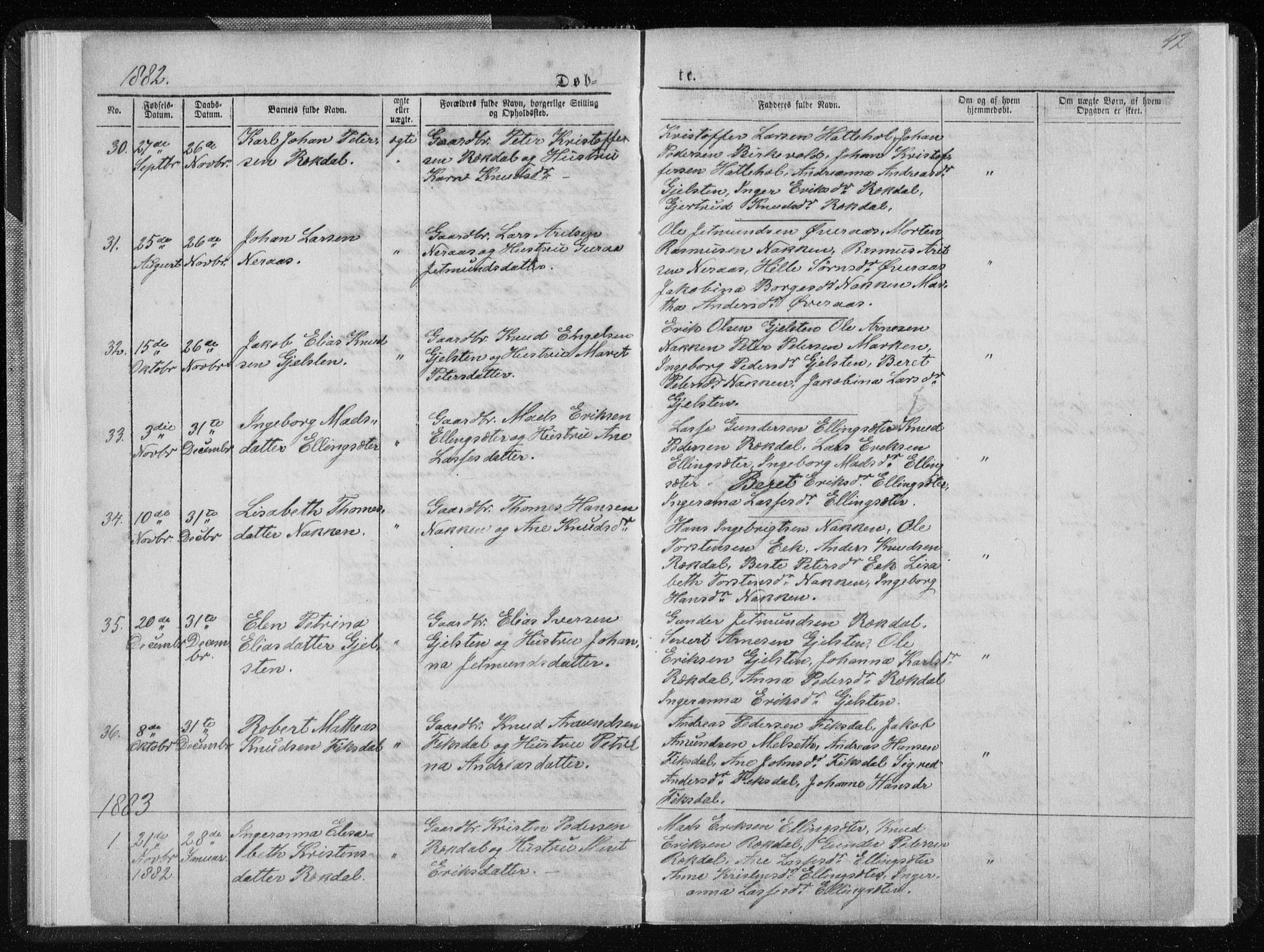 Ministerialprotokoller, klokkerbøker og fødselsregistre - Møre og Romsdal, AV/SAT-A-1454/540/L0541: Klokkerbok nr. 540C01, 1867-1920, s. 42