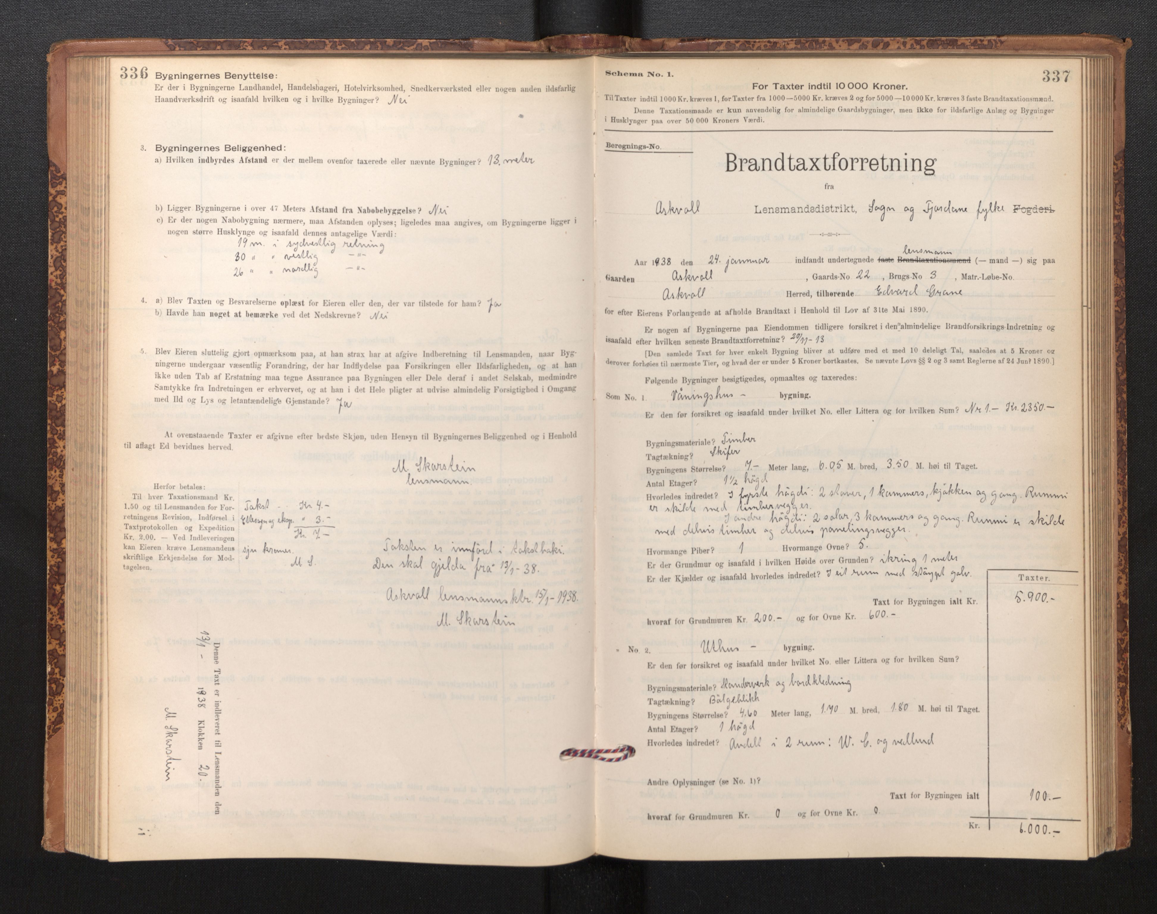 Lensmannen i Askvoll, AV/SAB-A-26301/0012/L0004: Branntakstprotokoll, skjematakst og liste over branntakstmenn, 1895-1932, s. 336-337