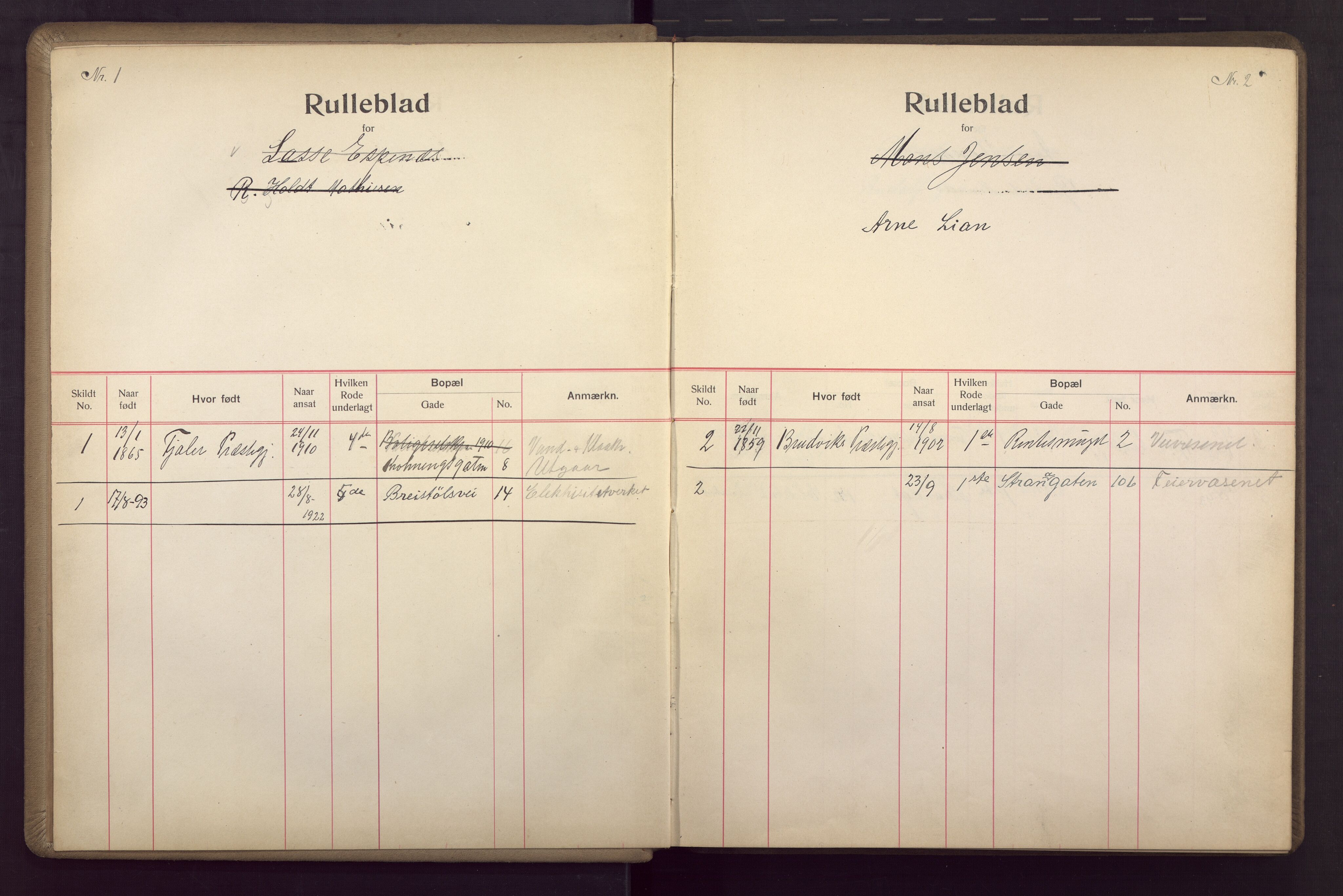 Bergen kommune. Brannvesenet (1863-1971), BBA/A-1181/P/Pc/L0009: Ruller, 1902-1922