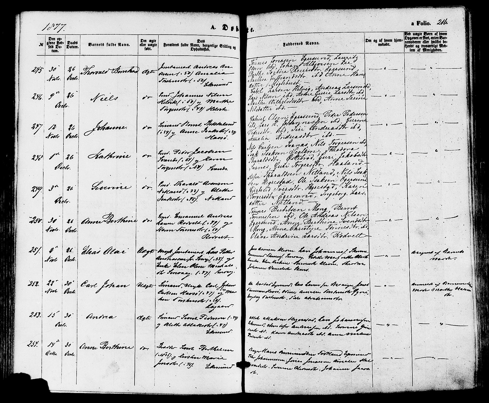 Eigersund sokneprestkontor, AV/SAST-A-101807/S08/L0014: Ministerialbok nr. A 13, 1866-1878, s. 216