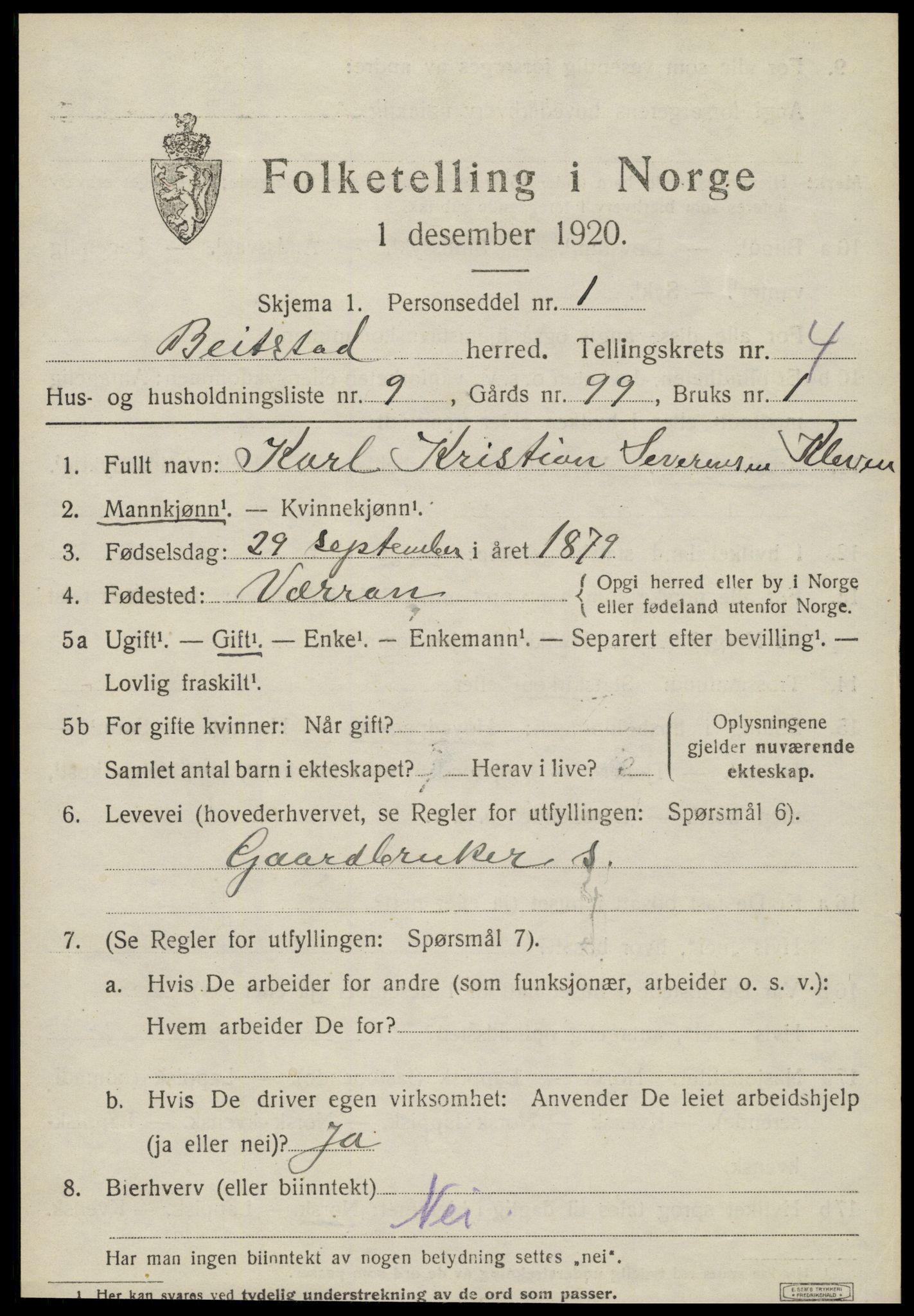 SAT, Folketelling 1920 for 1727 Beitstad herred, 1920, s. 3049