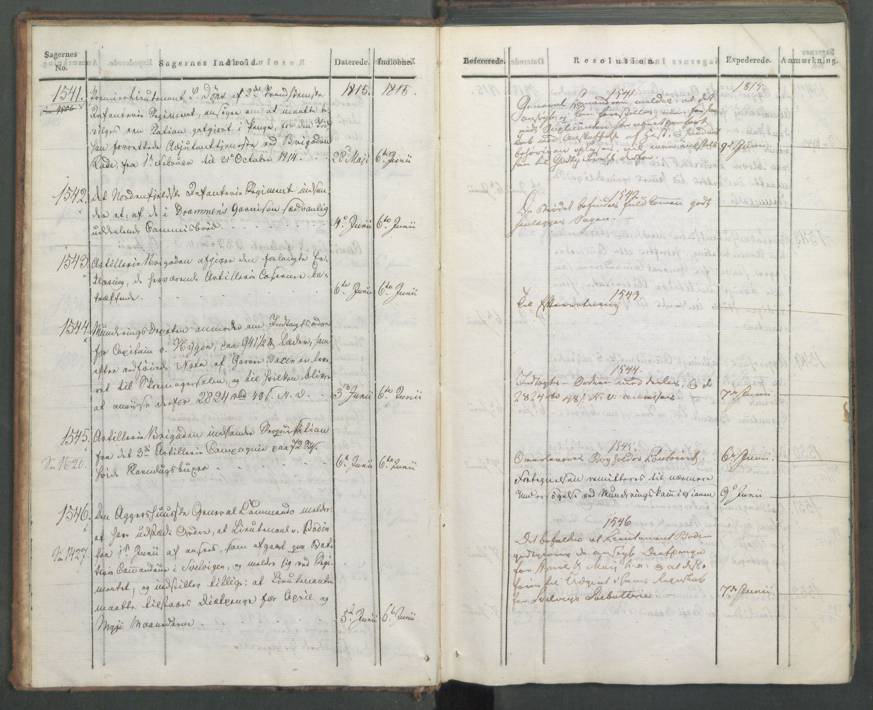 Armédepartementet, AV/RA-RAFA-3493/C/Ca/L0005: 6. Departements Journal, 1815