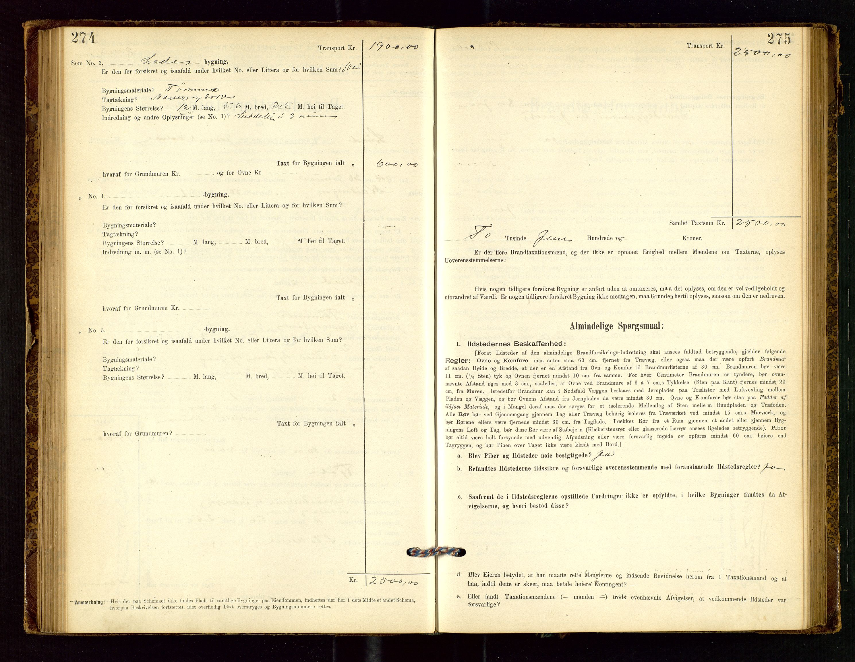 Lund lensmannskontor, SAST/A-100303/Gob/L0001: "Brandtakstprotokol", 1894-1907, s. 274-275