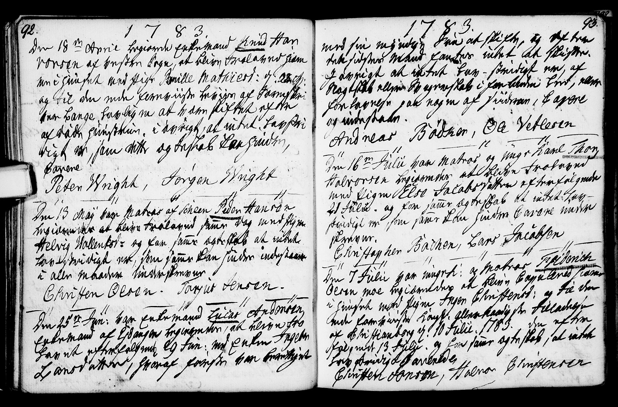 Porsgrunn kirkebøker , SAKO/A-104/F/Fa/L0003: Ministerialbok nr. 3, 1764-1814, s. 92-93