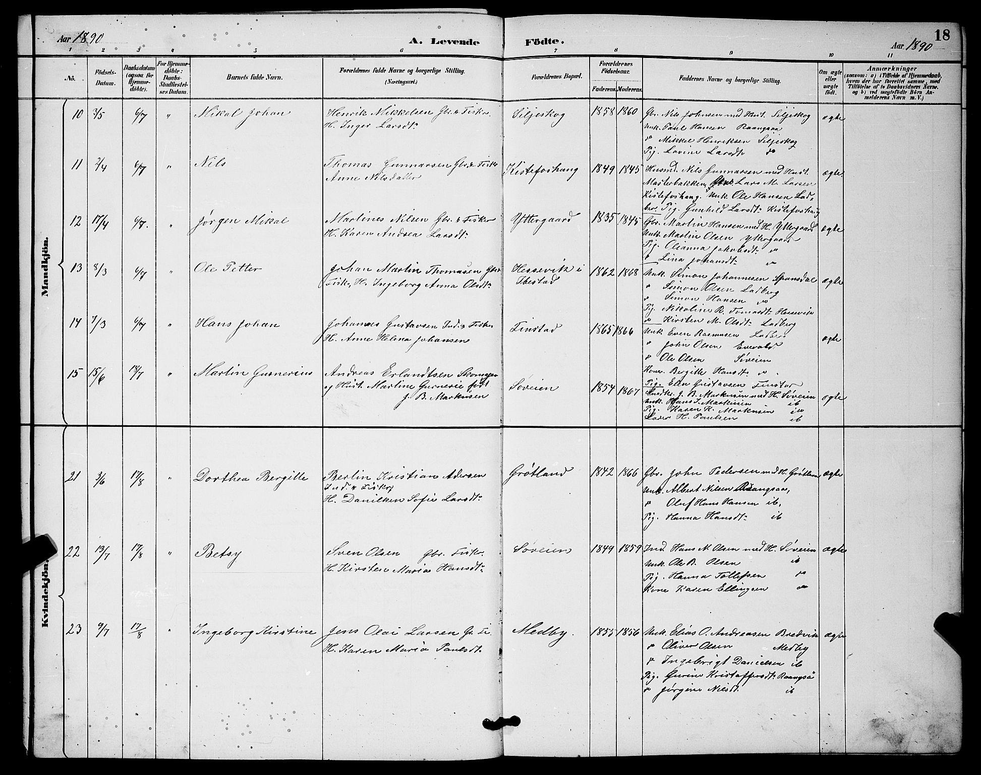 Ibestad sokneprestembete, AV/SATØ-S-0077/H/Ha/Hab/L0015klokker: Klokkerbok nr. 15, 1888-1899, s. 18