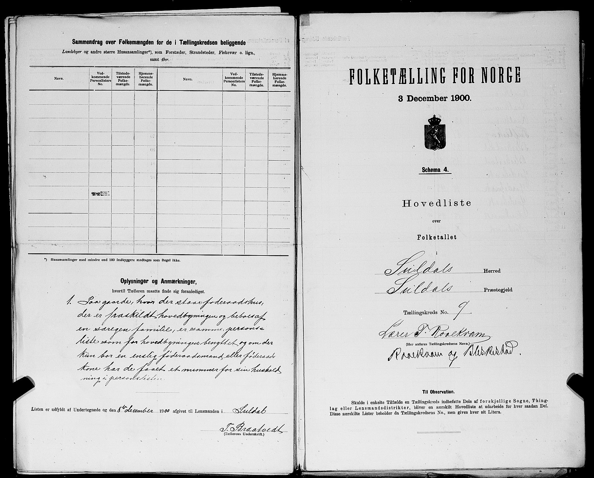 SAST, Folketelling 1900 for 1134 Suldal herred, 1900, s. 30