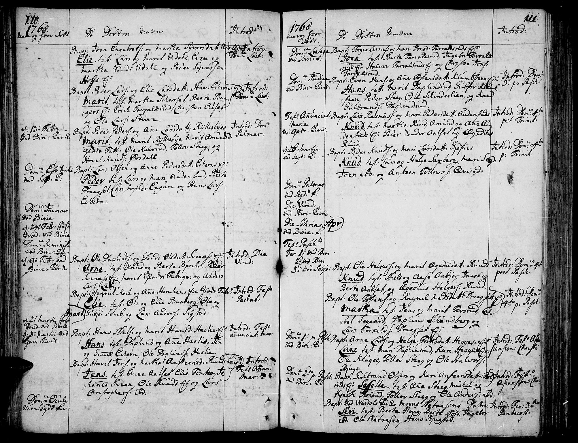 Biri prestekontor, AV/SAH-PREST-096/H/Ha/Haa/L0002: Ministerialbok nr. 2, 1754-1789, s. 110-111