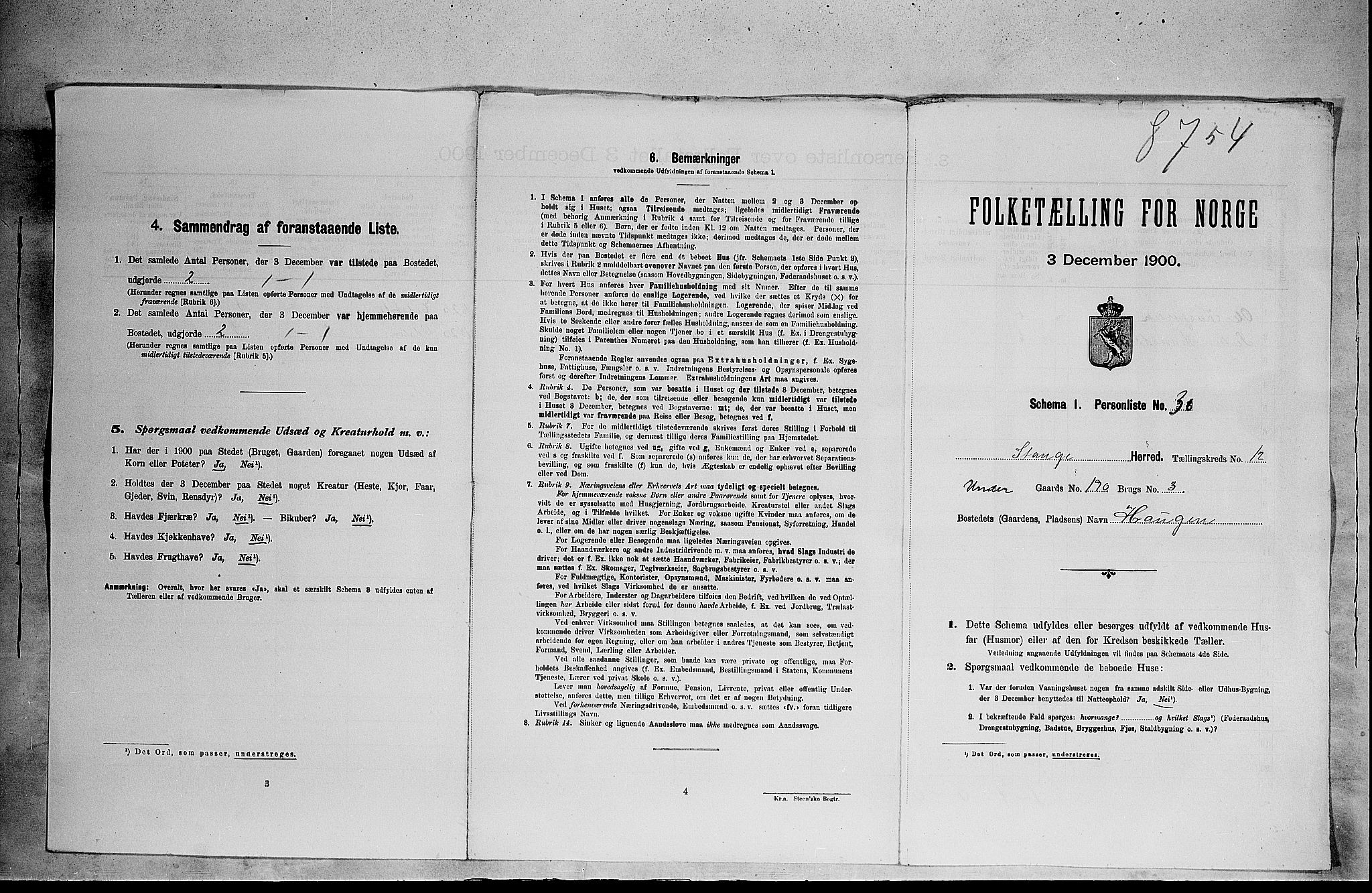 SAH, Folketelling 1900 for 0417 Stange herred, 1900, s. 2351