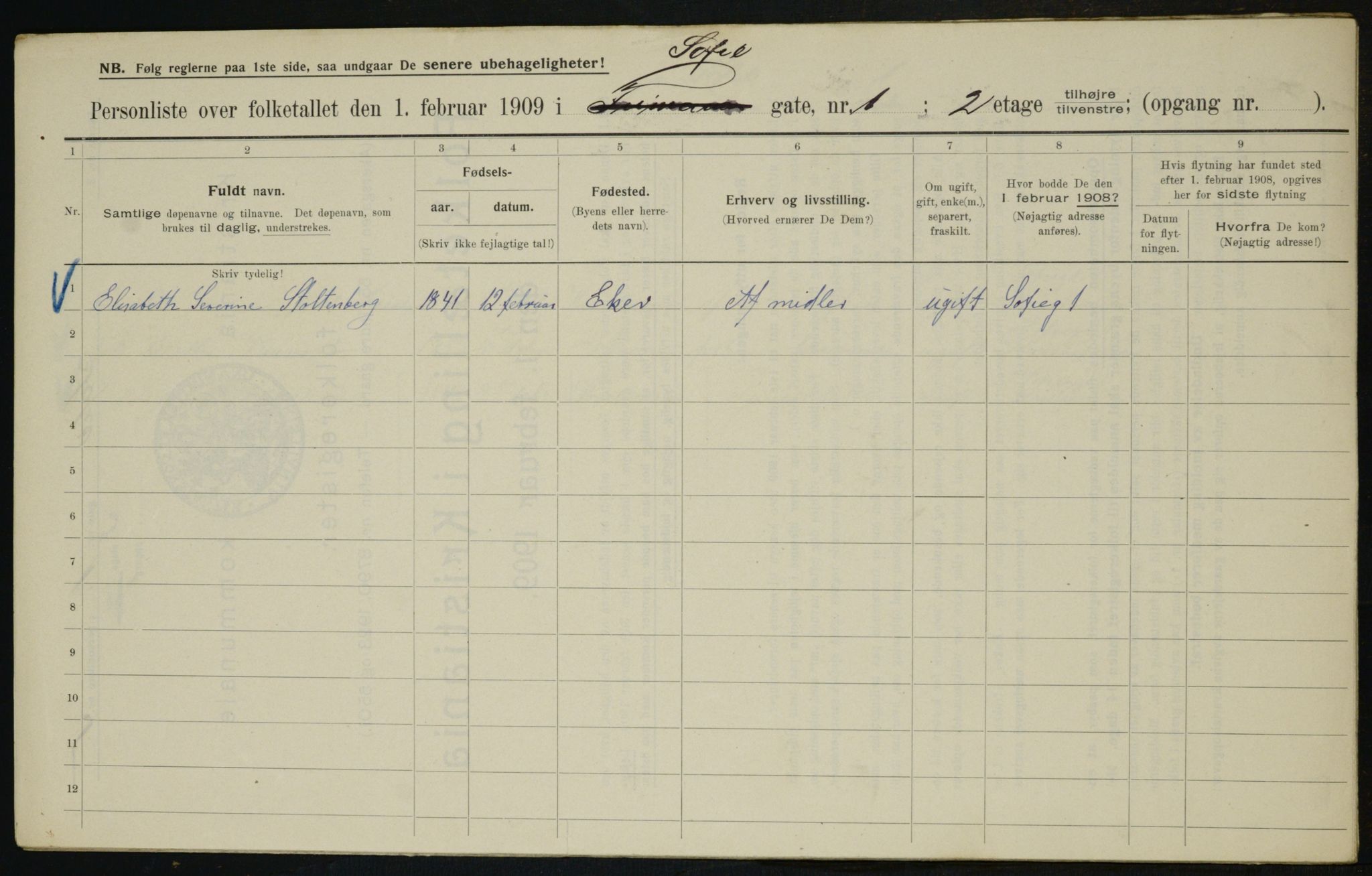 OBA, Kommunal folketelling 1.2.1909 for Kristiania kjøpstad, 1909, s. 89482