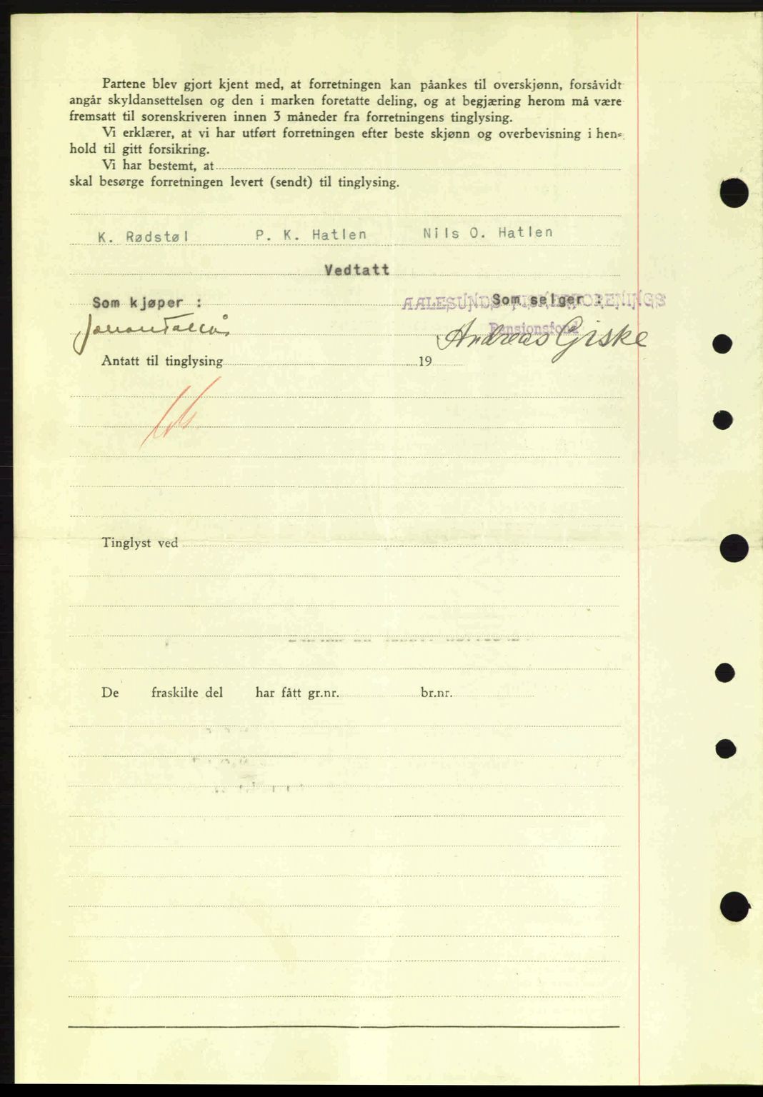 Nordre Sunnmøre sorenskriveri, AV/SAT-A-0006/1/2/2C/2Ca: Pantebok nr. A15, 1942-1943, Dagboknr: 532/1943