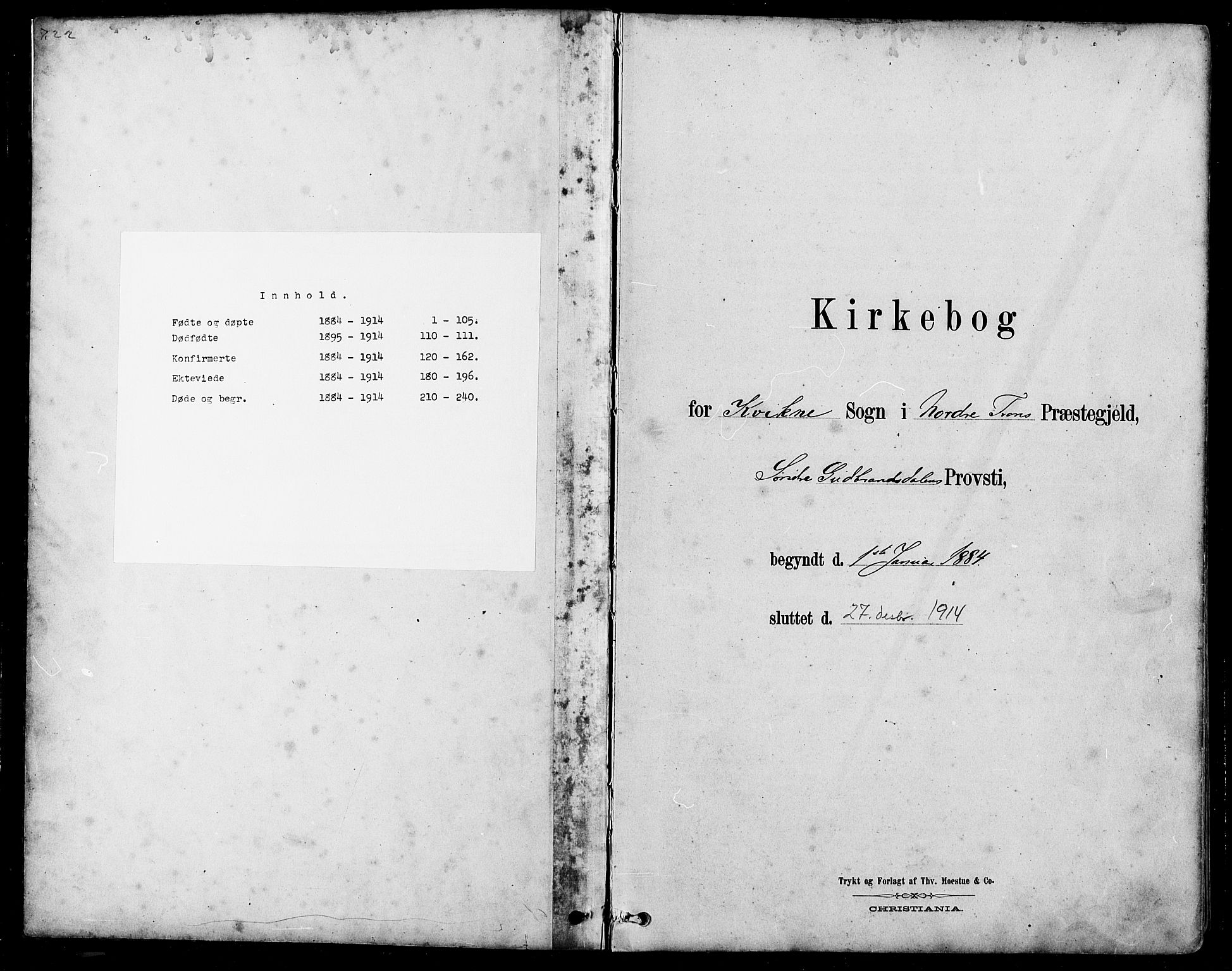 Nord-Fron prestekontor, SAH/PREST-080/H/Ha/Hab/L0005: Klokkerbok nr. 5, 1884-1914