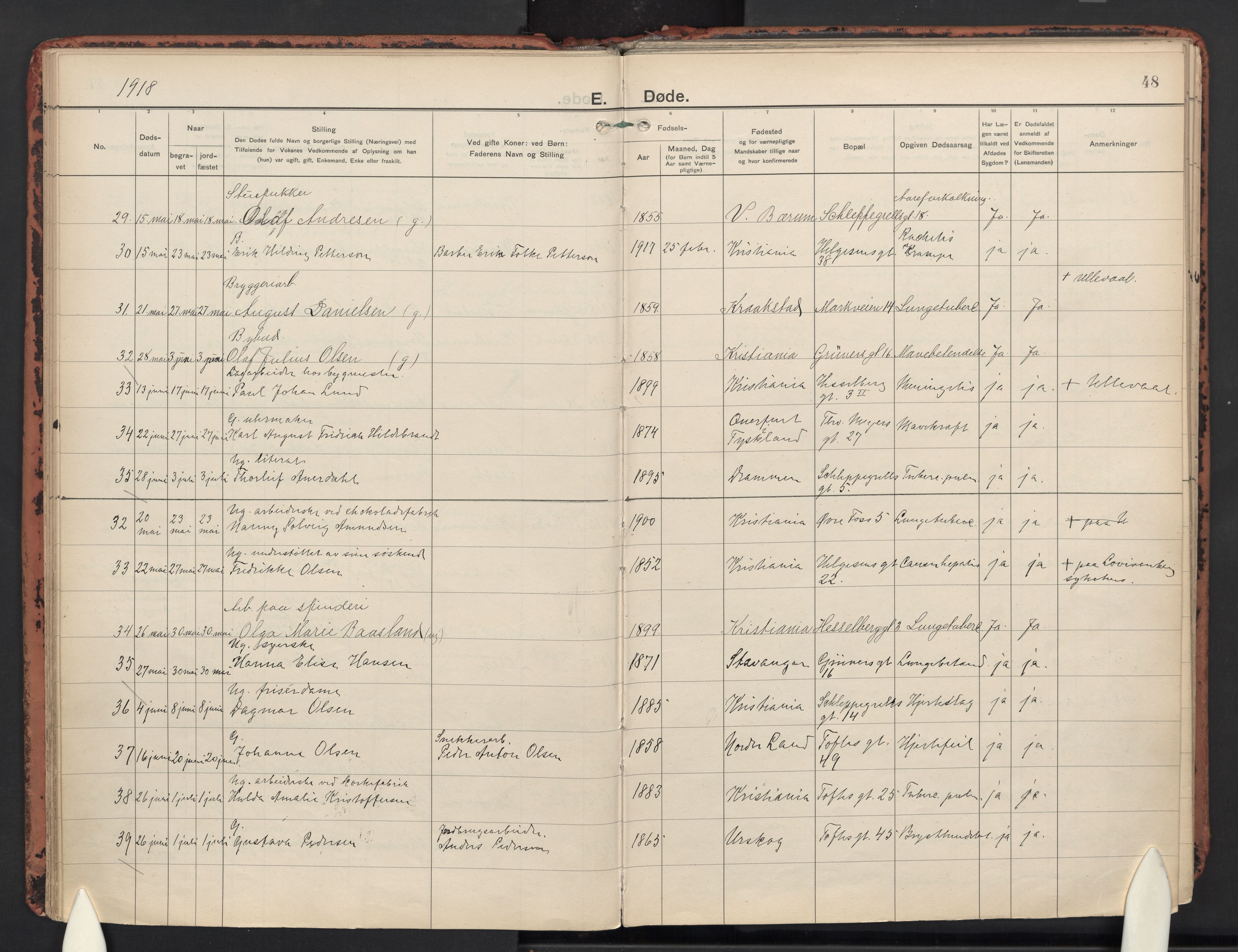 Paulus prestekontor Kirkebøker, AV/SAO-A-10871/F/Fa/L0023: Ministerialbok nr. 23, 1915-1932, s. 48