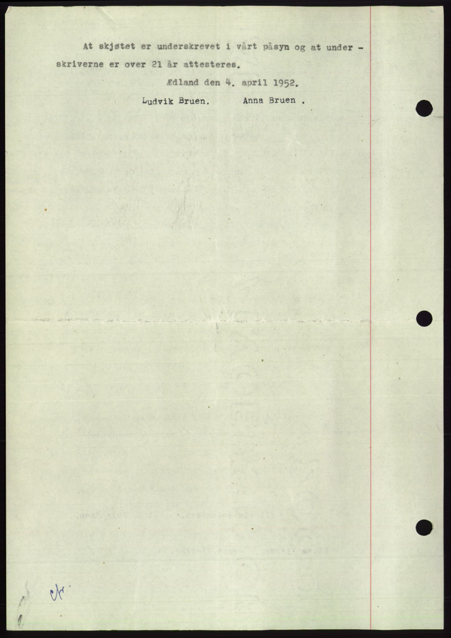 Søre Sunnmøre sorenskriveri, AV/SAT-A-4122/1/2/2C/L0092: Pantebok nr. 18A, 1952-1952, Dagboknr: 749/1952