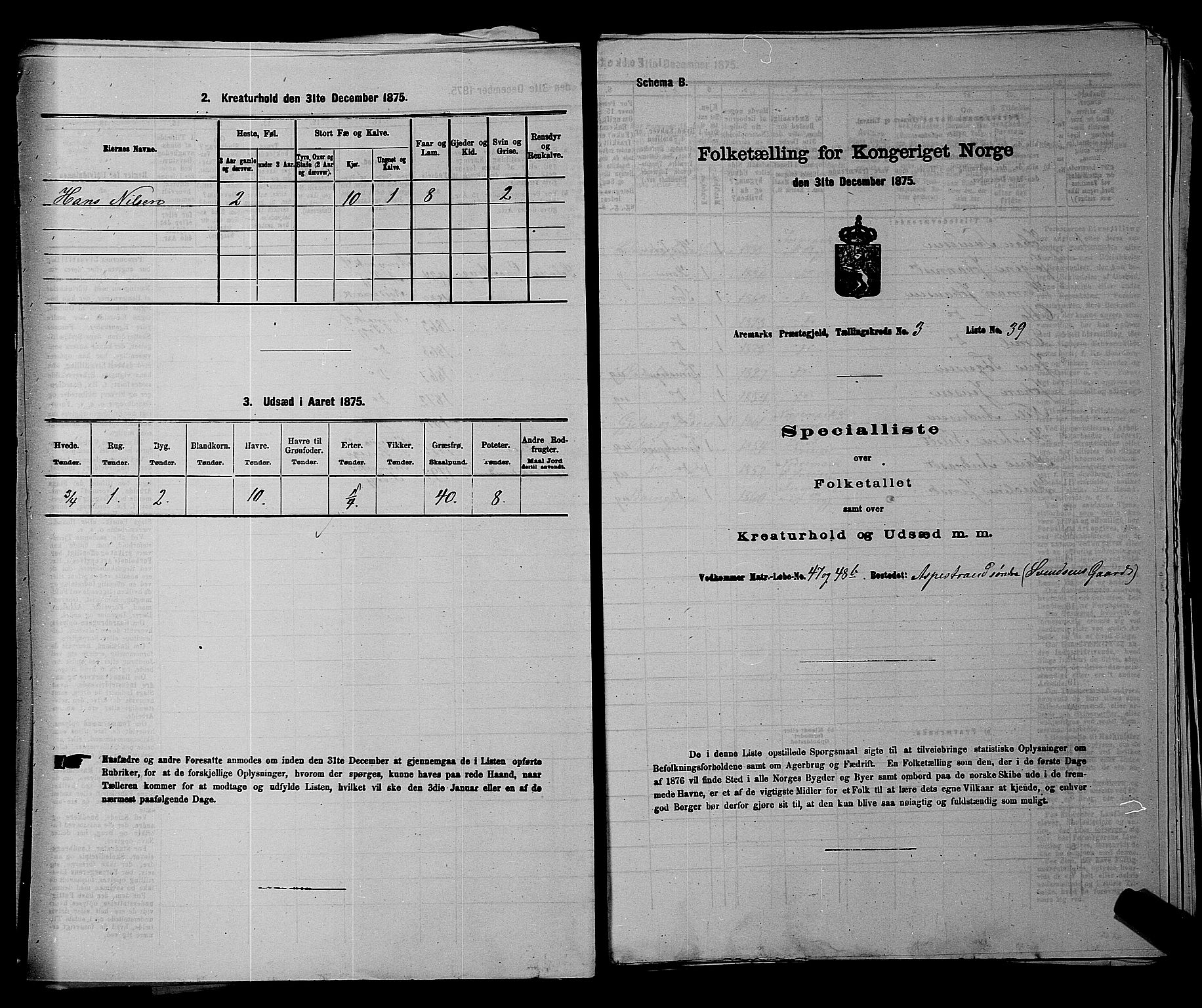 RA, Folketelling 1875 for 0118P Aremark prestegjeld, 1875, s. 457
