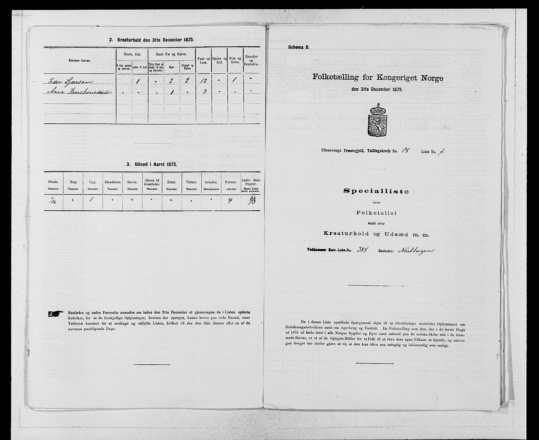 SAB, Folketelling 1875 for 1230P Ullensvang prestegjeld, 1875, s. 1871