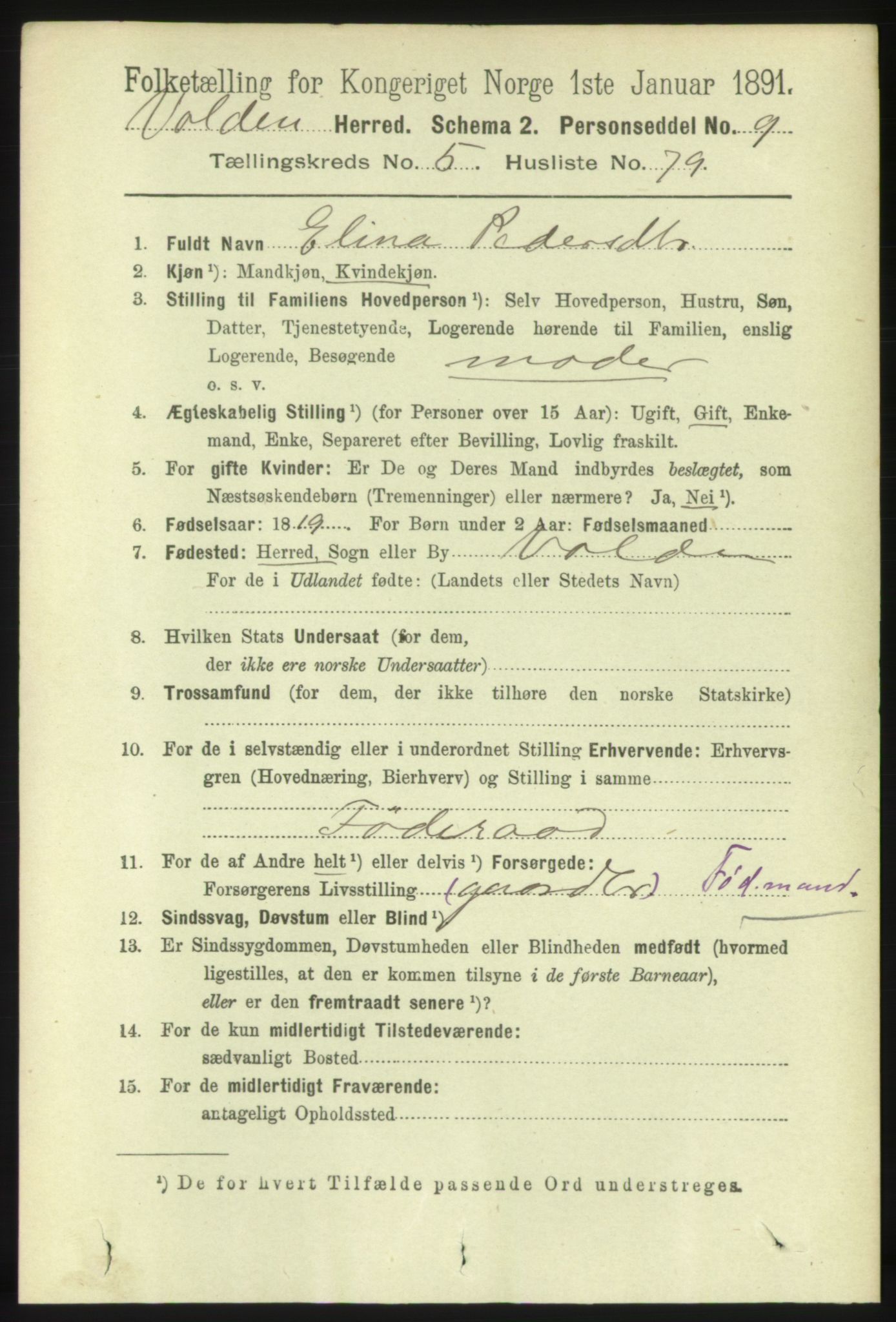 RA, Folketelling 1891 for 1519 Volda herred, 1891, s. 2784
