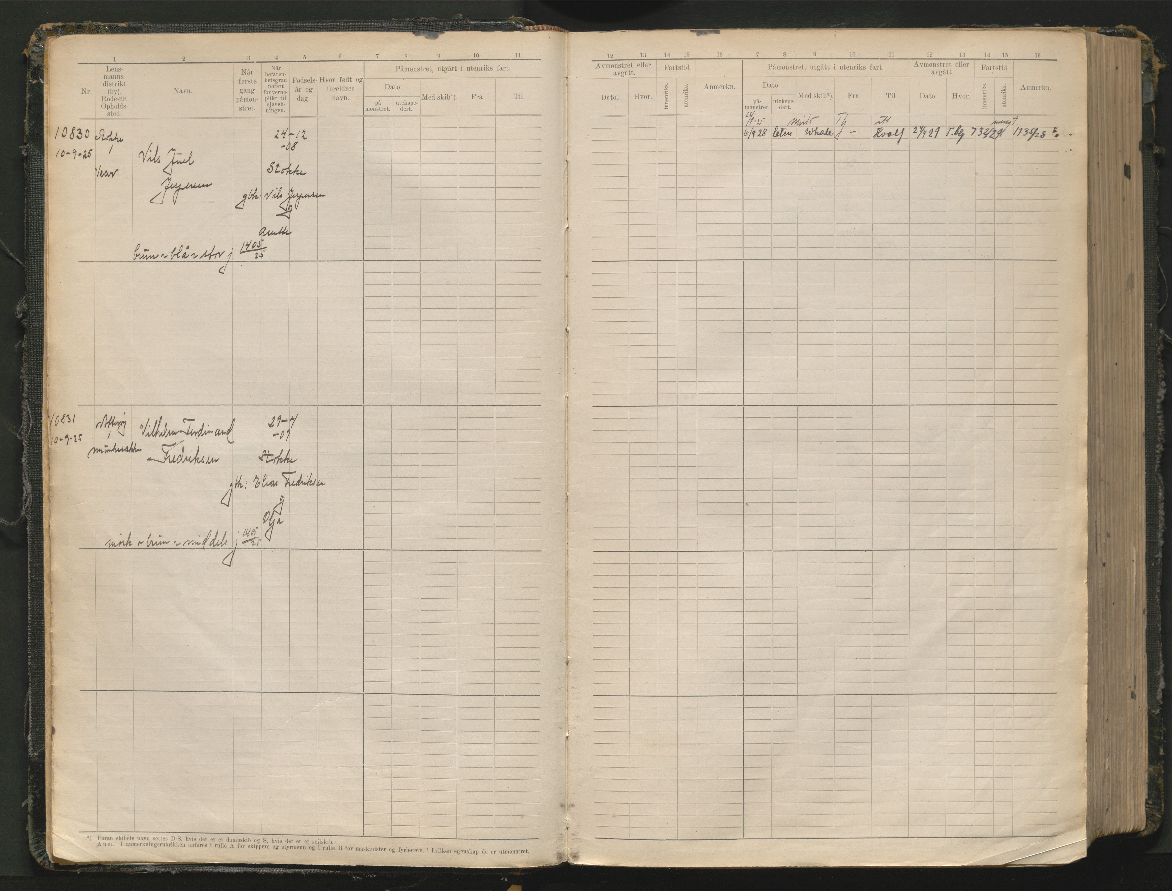 Tønsberg innrulleringskontor, AV/SAKO-A-786/F/Fc/Fcb/L0012: Hovedrulle Patent nr. 10828-12216, 1925-1948