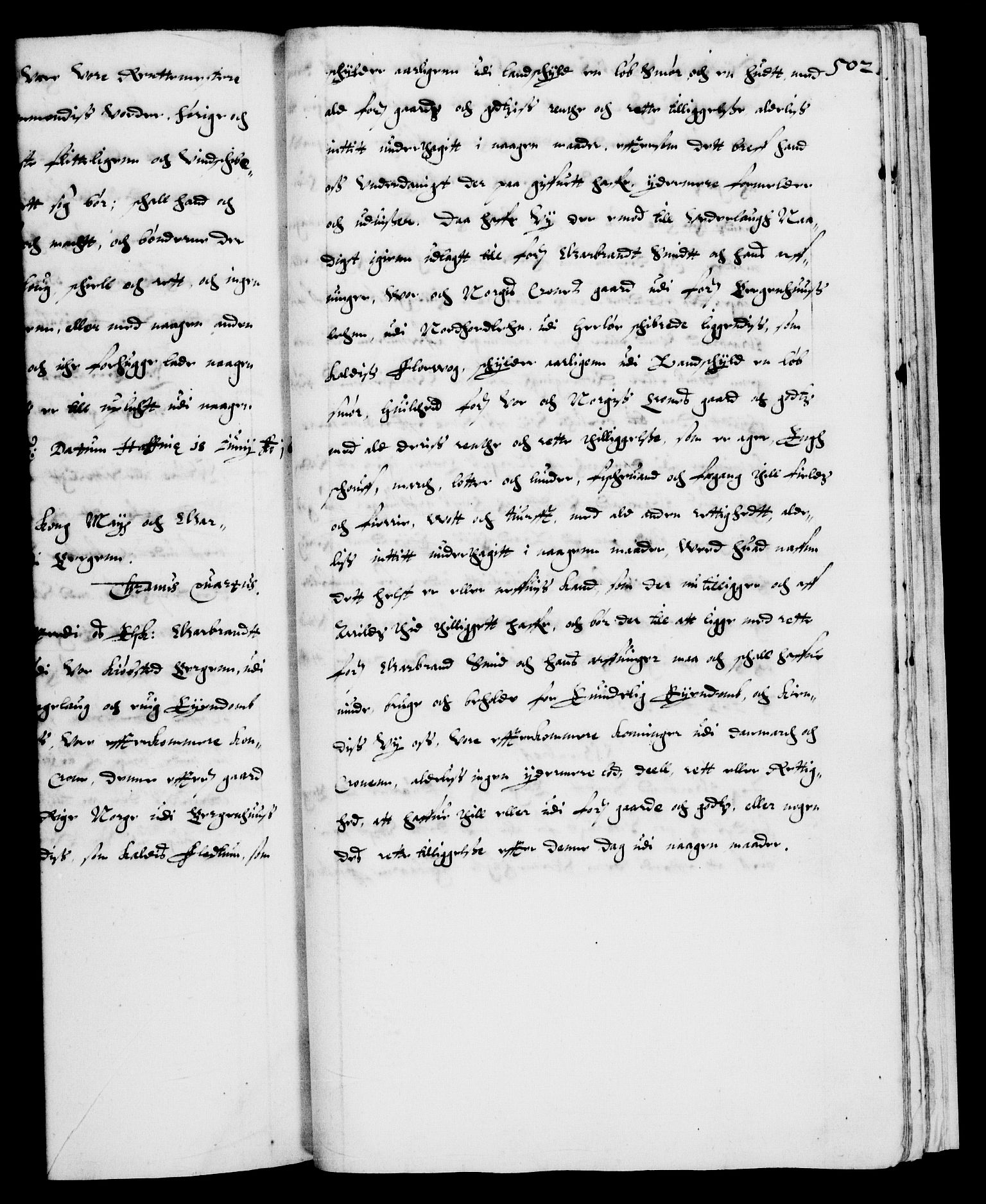 Danske Kanselli 1572-1799, RA/EA-3023/F/Fc/Fca/Fcaa/L0003: Norske registre (mikrofilm), 1596-1616, s. 502a