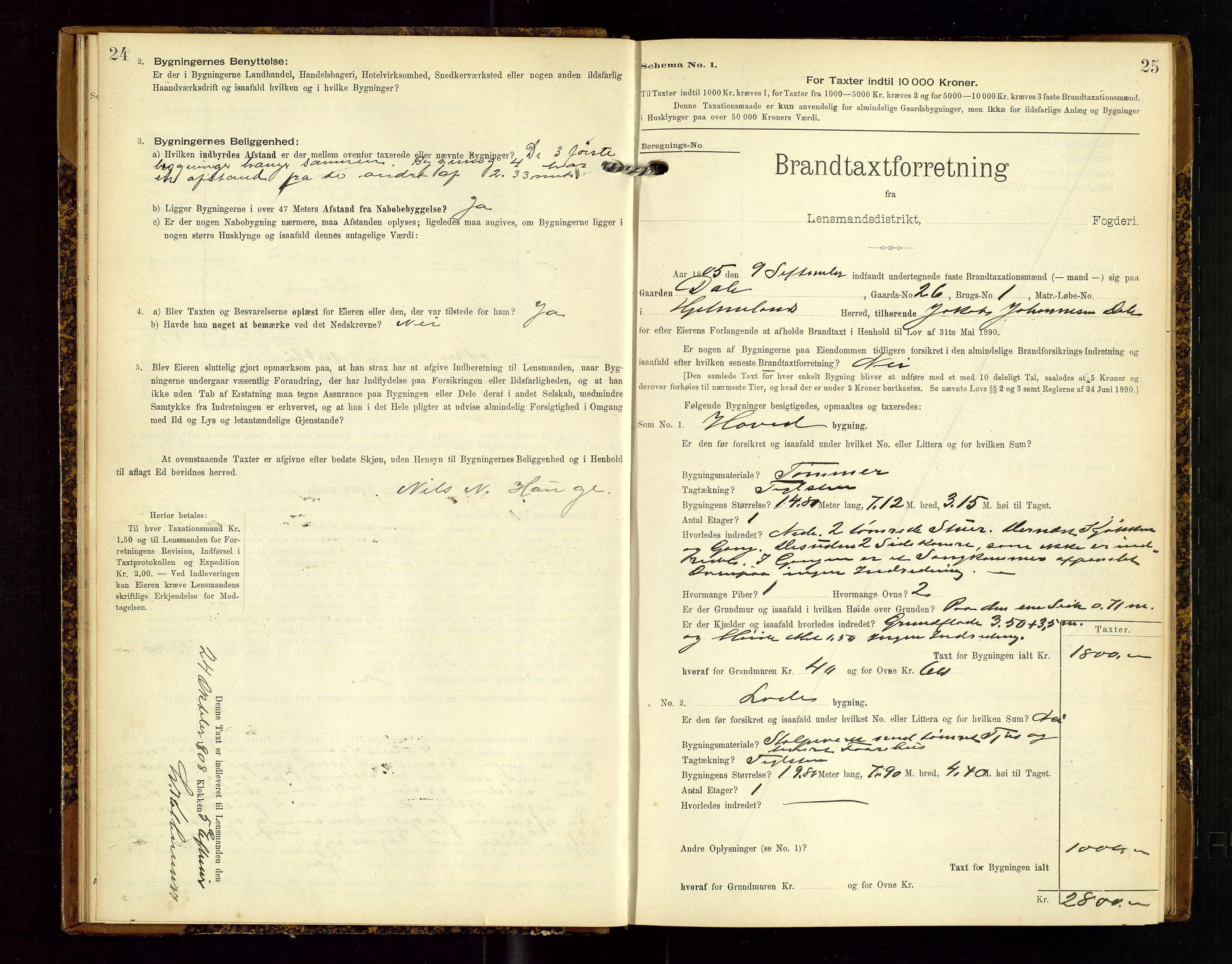 Hjelmeland lensmannskontor, AV/SAST-A-100439/Gob/L0002: "Brandtaxationsprotokol", 1904-1920, s. 24-25