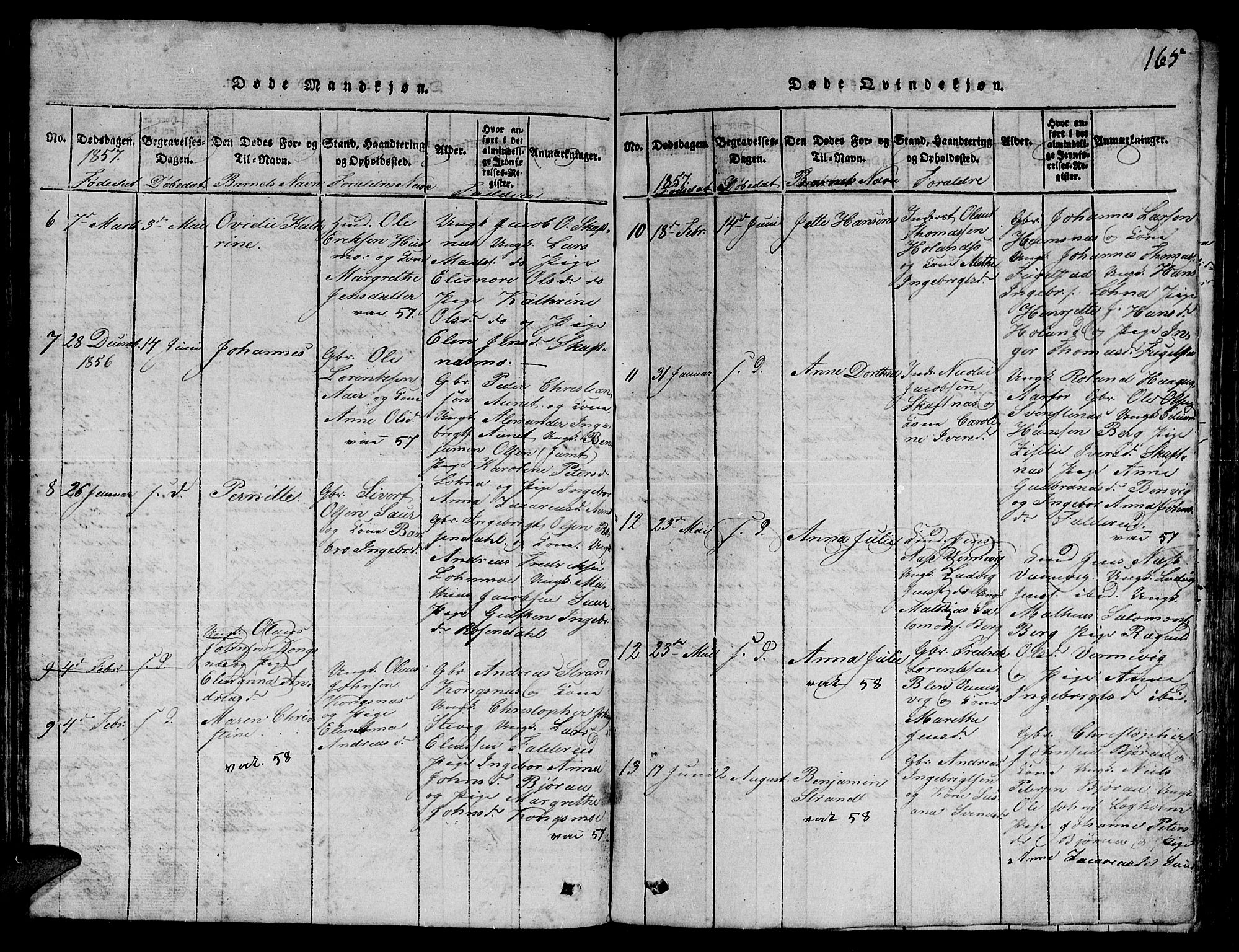 Ministerialprotokoller, klokkerbøker og fødselsregistre - Nord-Trøndelag, AV/SAT-A-1458/780/L0648: Klokkerbok nr. 780C01 /3, 1815-1877, s. 165