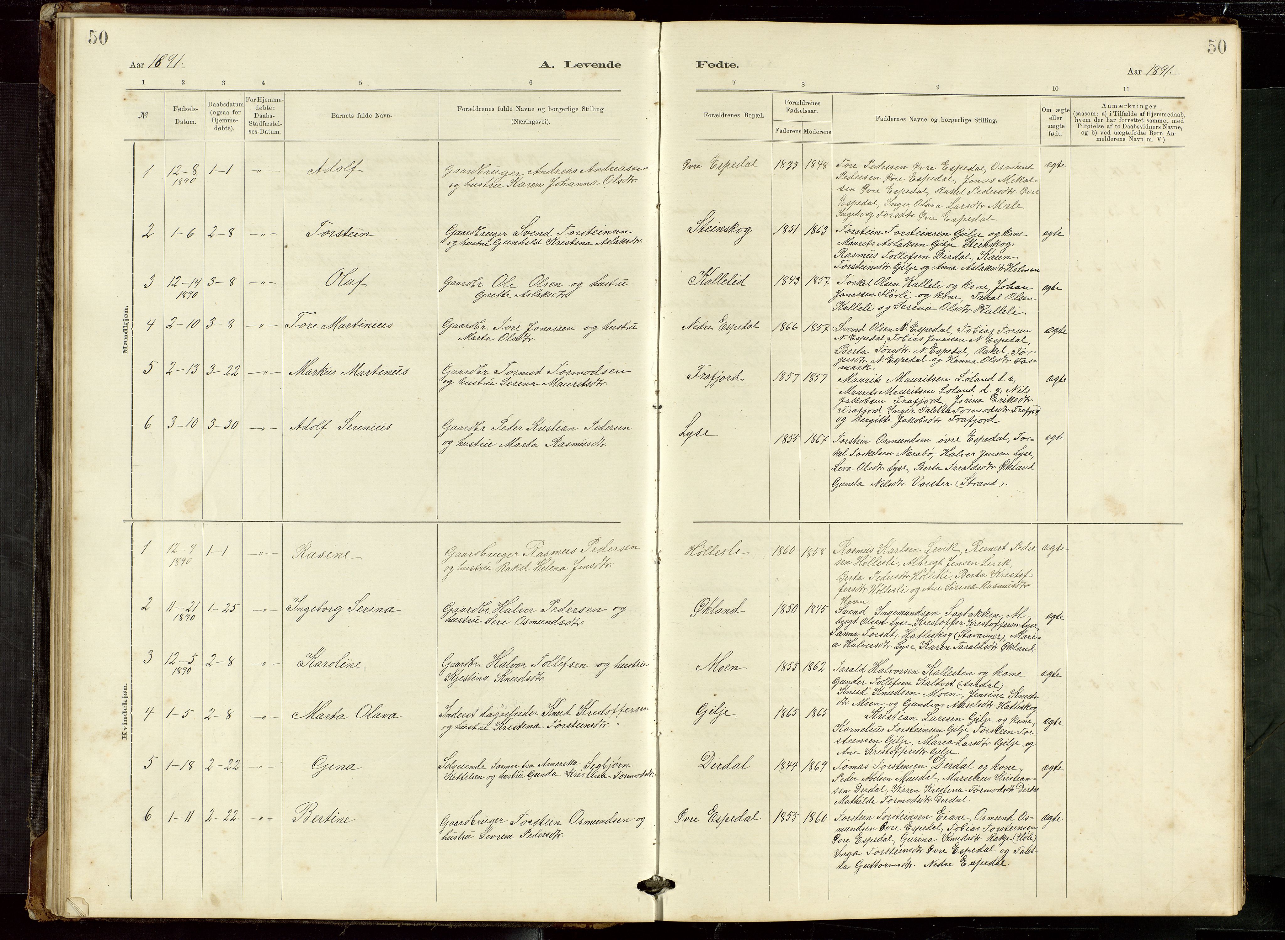 Høgsfjord sokneprestkontor, SAST/A-101624/H/Ha/Hab/L0009: Klokkerbok nr. B 9, 1883-1920, s. 50