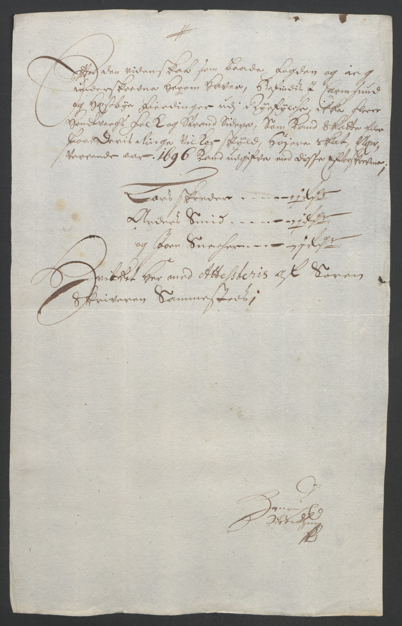 Rentekammeret inntil 1814, Reviderte regnskaper, Fogderegnskap, RA/EA-4092/R47/L2857: Fogderegnskap Ryfylke, 1694-1696, s. 271